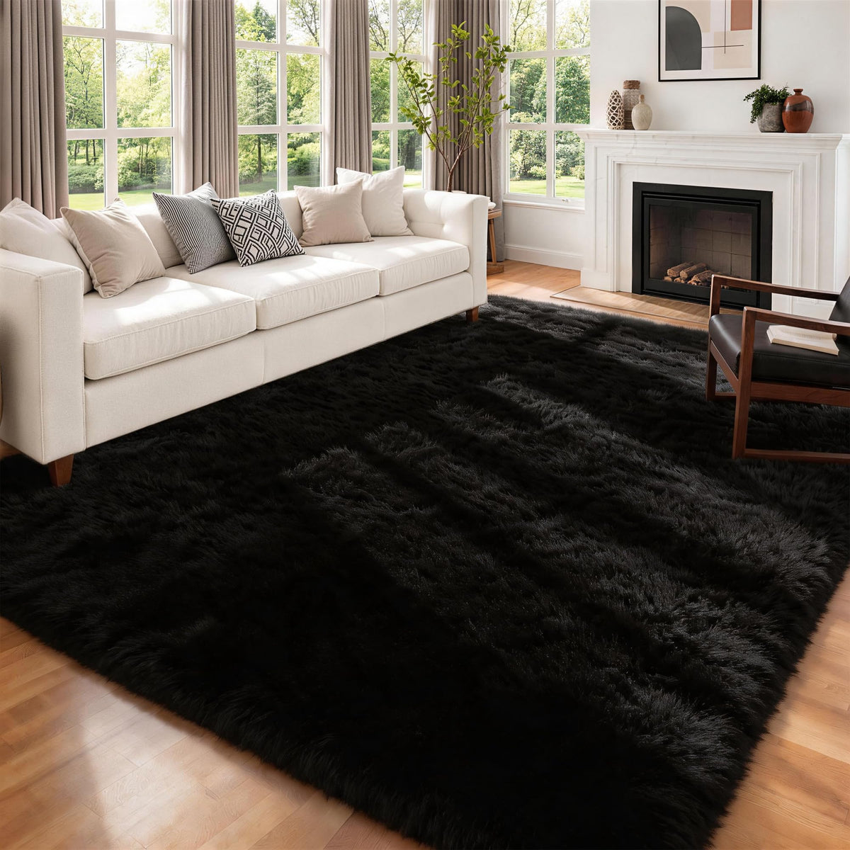6x9 Area Rugs for Living Room Bedroom,Ultra Soft Fluffy Shag Rug Grey