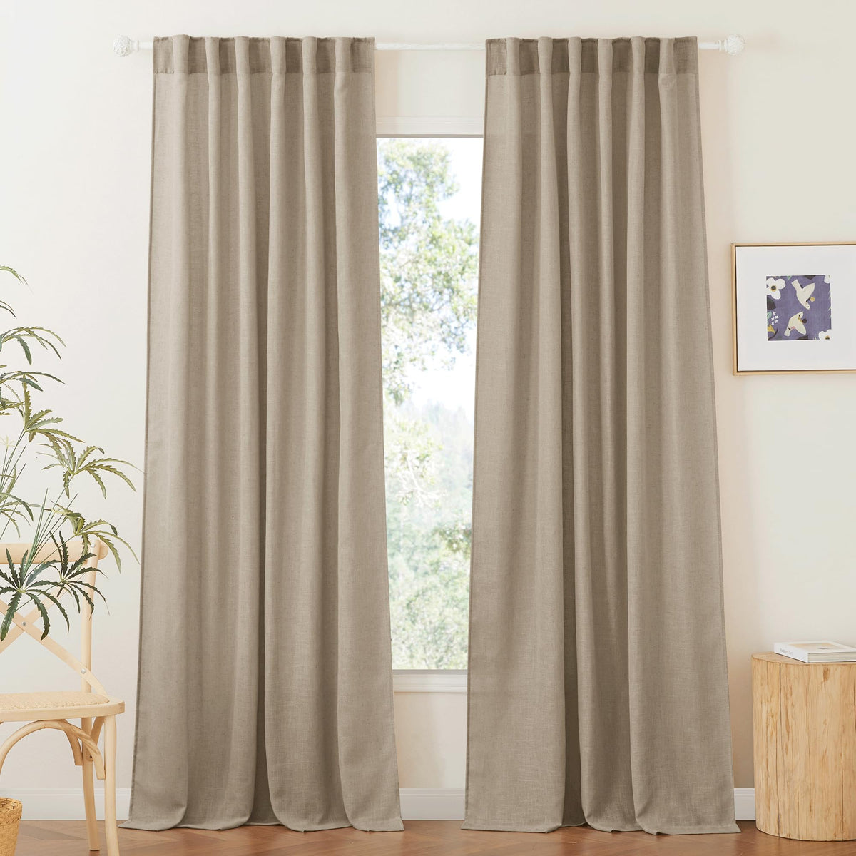 RYB HOME White Sheer Curtains for Living Room Patio Glass Door, W52 x L95
