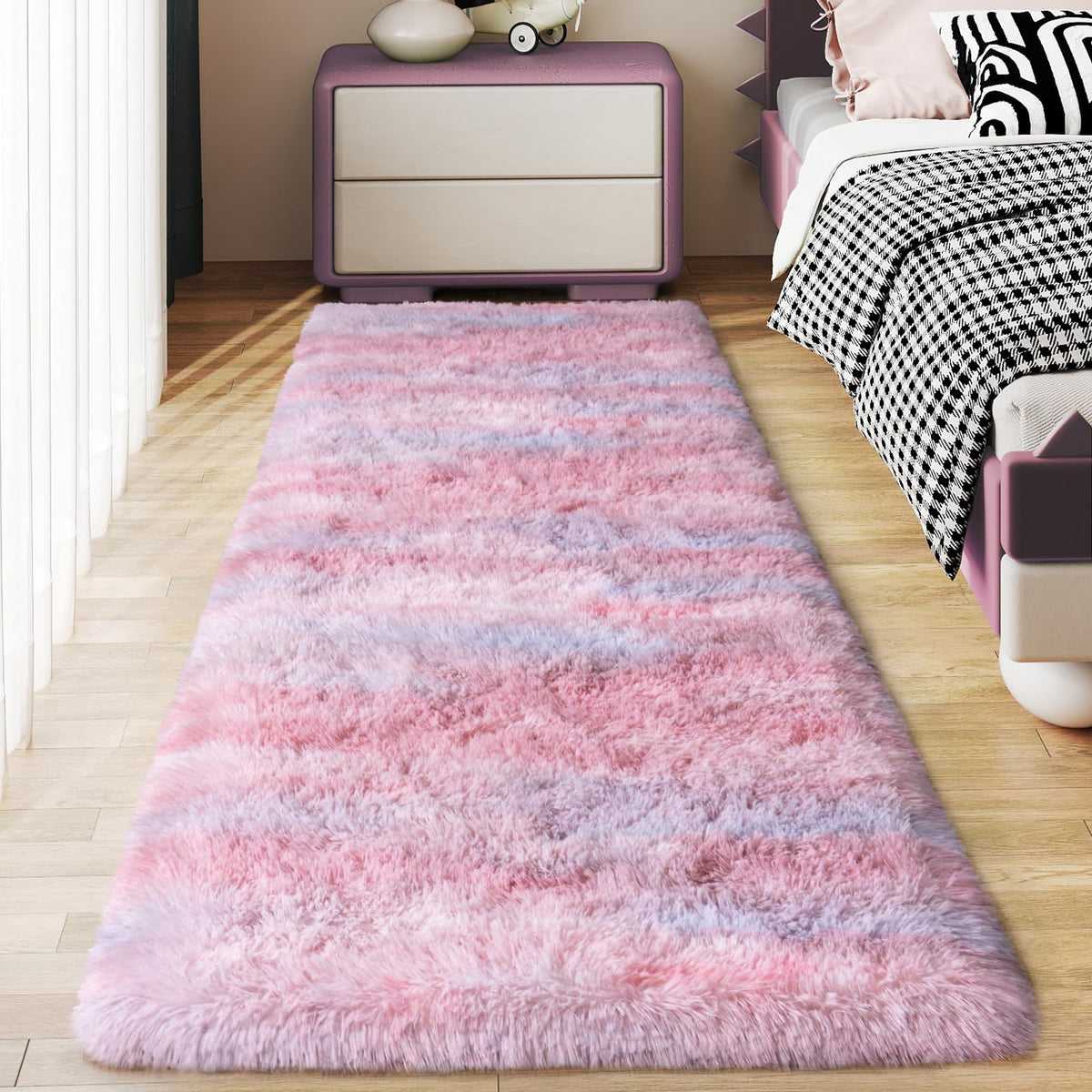 Soft Runner Rugs for Bedroom Hallway 2x6 Beige Fluffy Shag Washable
