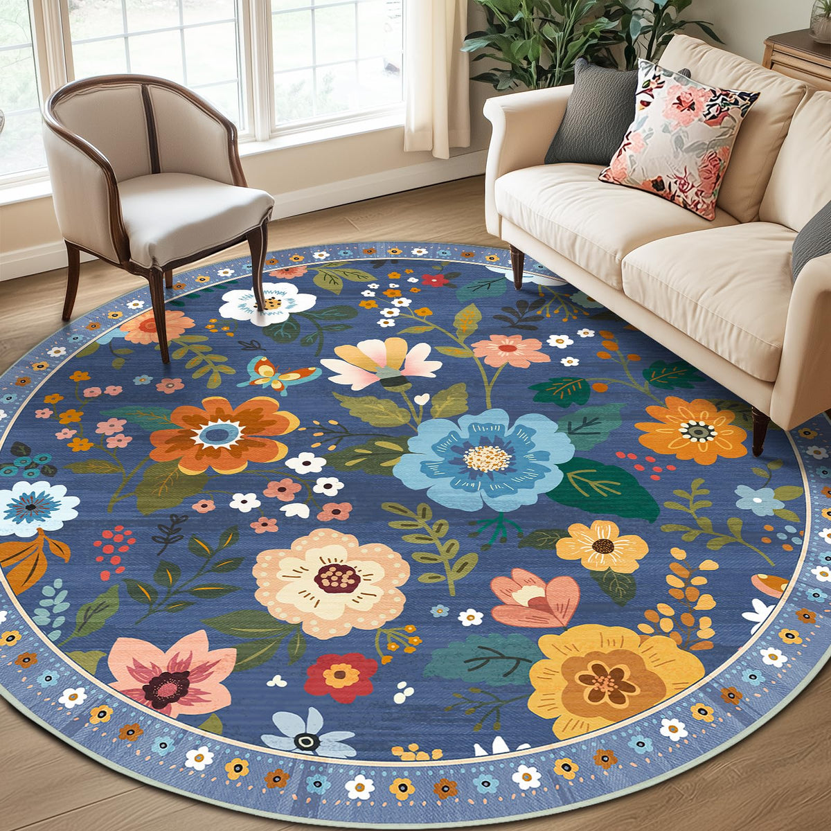 RELEANY Floral Washable 5x7 Area Rugs Pink