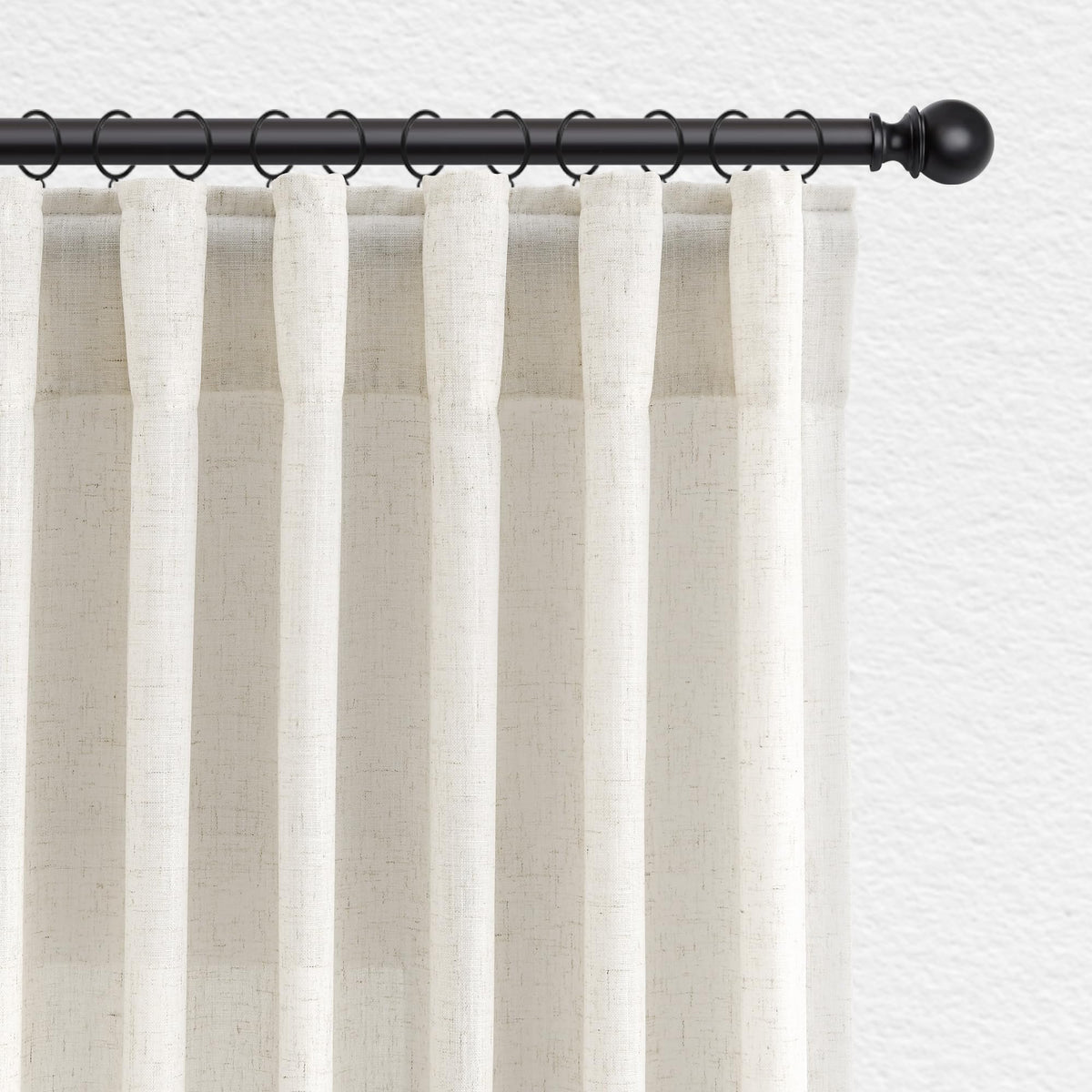 Jowels Natural Linen Curtains 84 Inches Long 2 Panels for Living Room