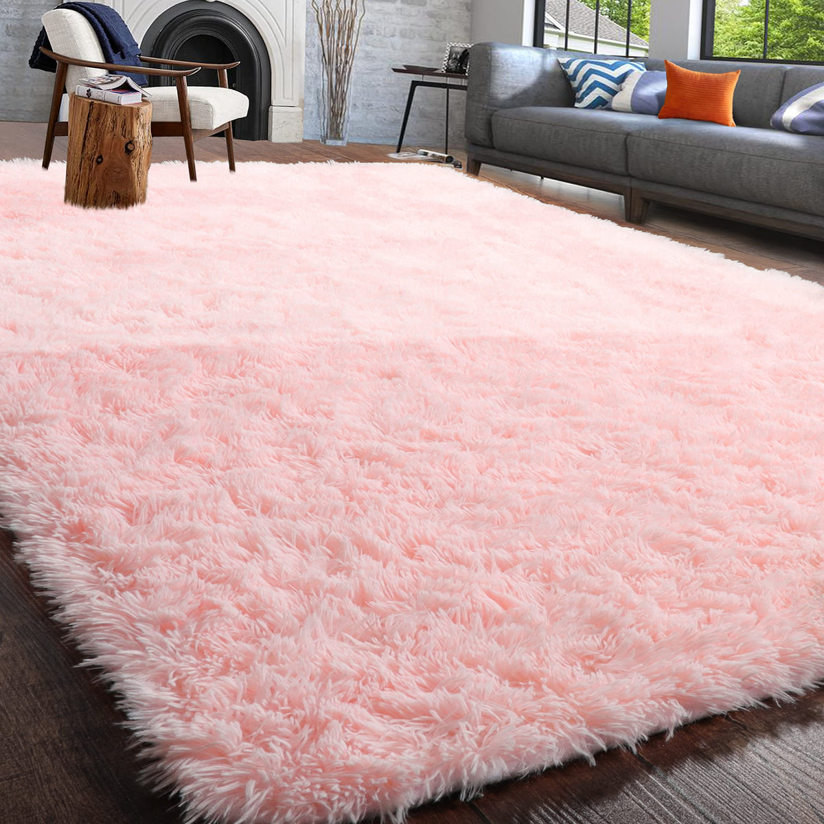 Rainbow Area Rugs for Girls Bedroom Fluffy Soft Vibrant Rugs Kids Playroom