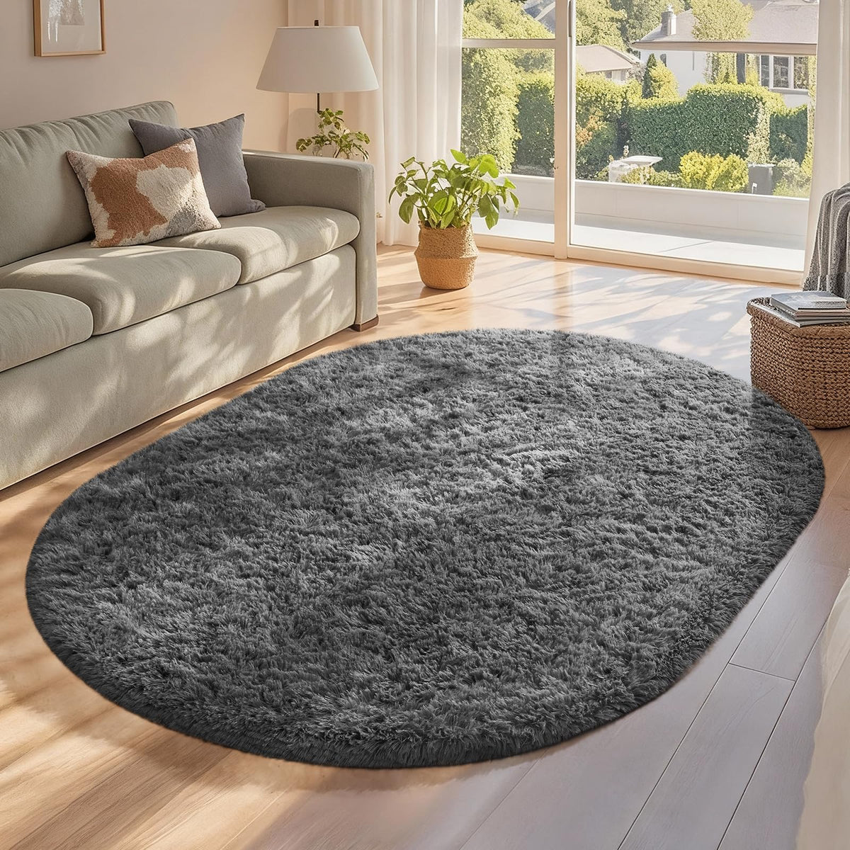 Ophanie Area Rugs for Living Room Bedroom, Washable Non-Slip Fluffy Soft Grey Shag Carpet, Indoor Floor Gray 4x6 Fuzzy Shaggy Living Room Plush Rug for Kids Home Dorm Decor Aesthetic
