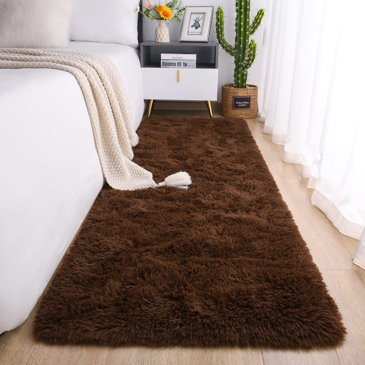 Chicrug Soft Runner Rug for Bedroom Living Room Plush Fluffy Rugs 2x6