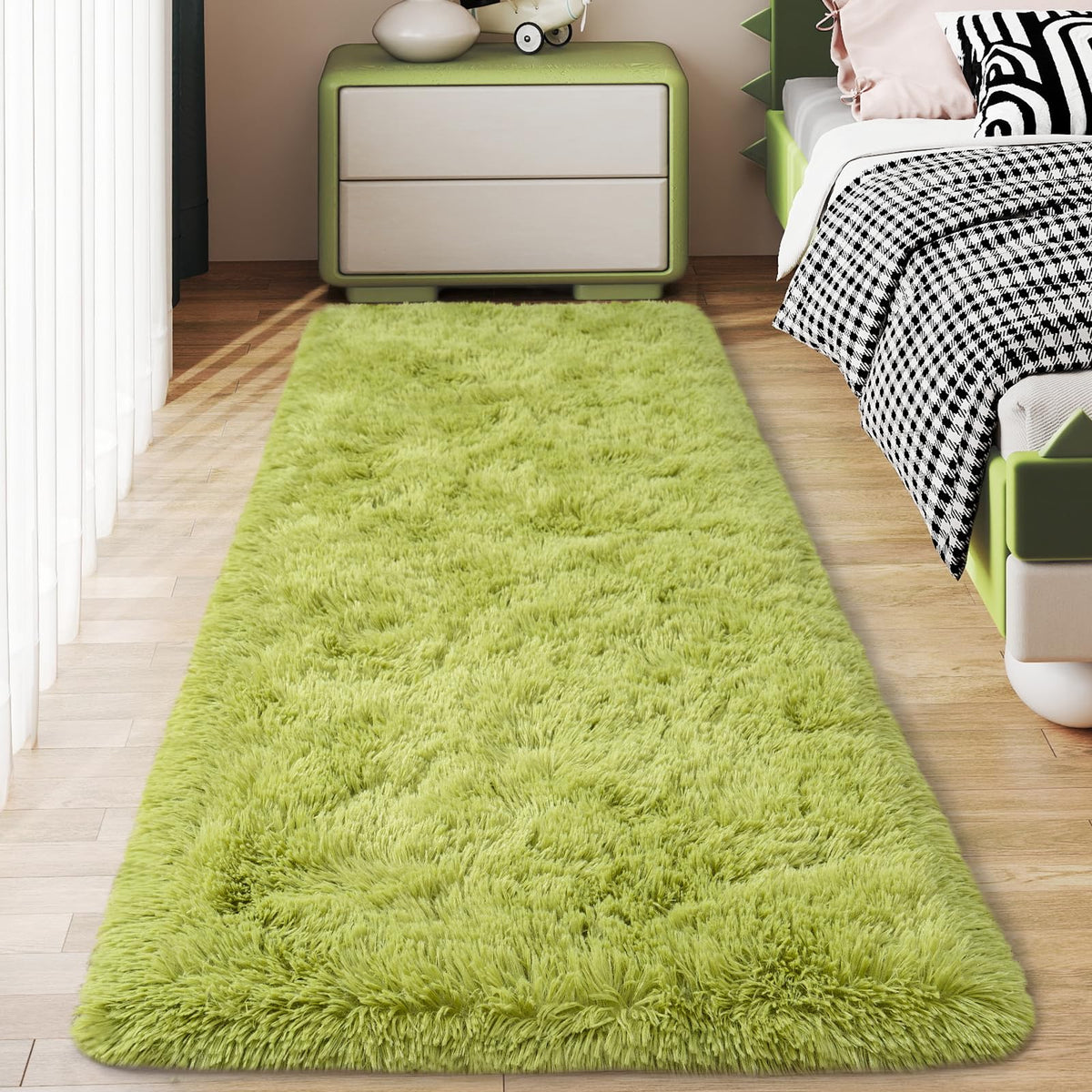 Soft Runner Rugs for Bedroom Hallway 2x6 Beige Fluffy Shag Washable