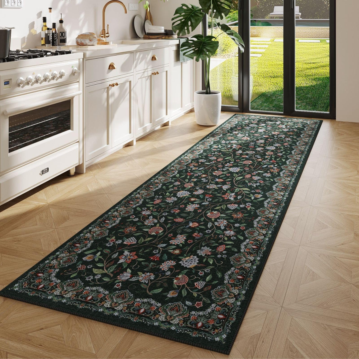 Rugcomf Large Living Room Rug 8x10 Washable Non Slip Vintage, Grey