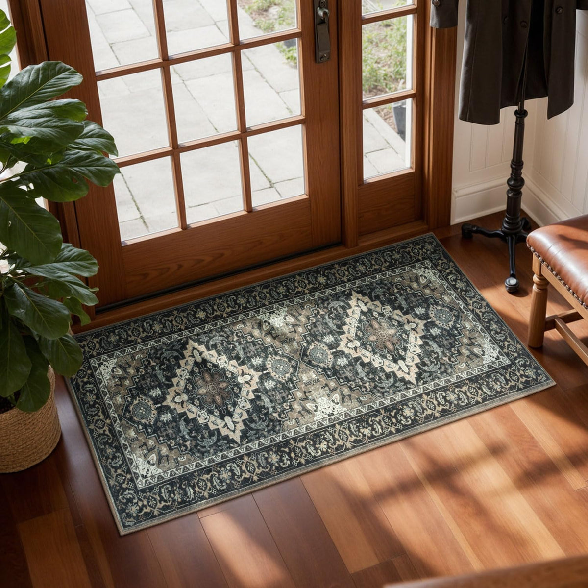 Lessymo 8 x 10 Area Rugs for Living Room, Machine Washable Rug Grey White
