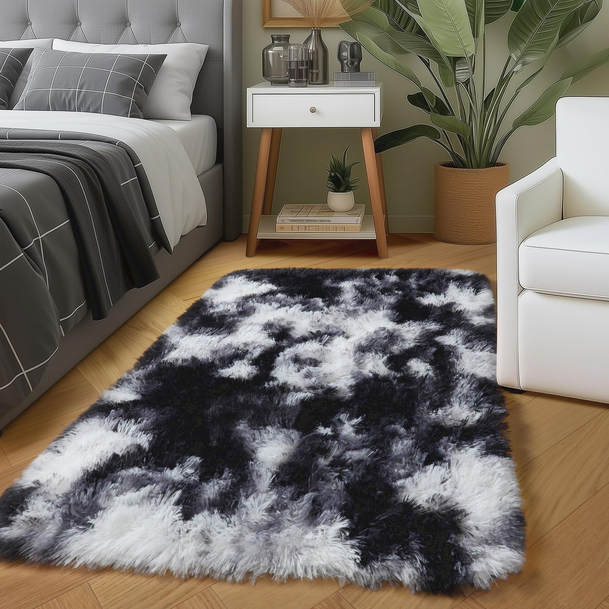 Amdrebio Light Pink Fluffy Fuzzy Area Rug 4x6 for Girls Bedroom Kids Room