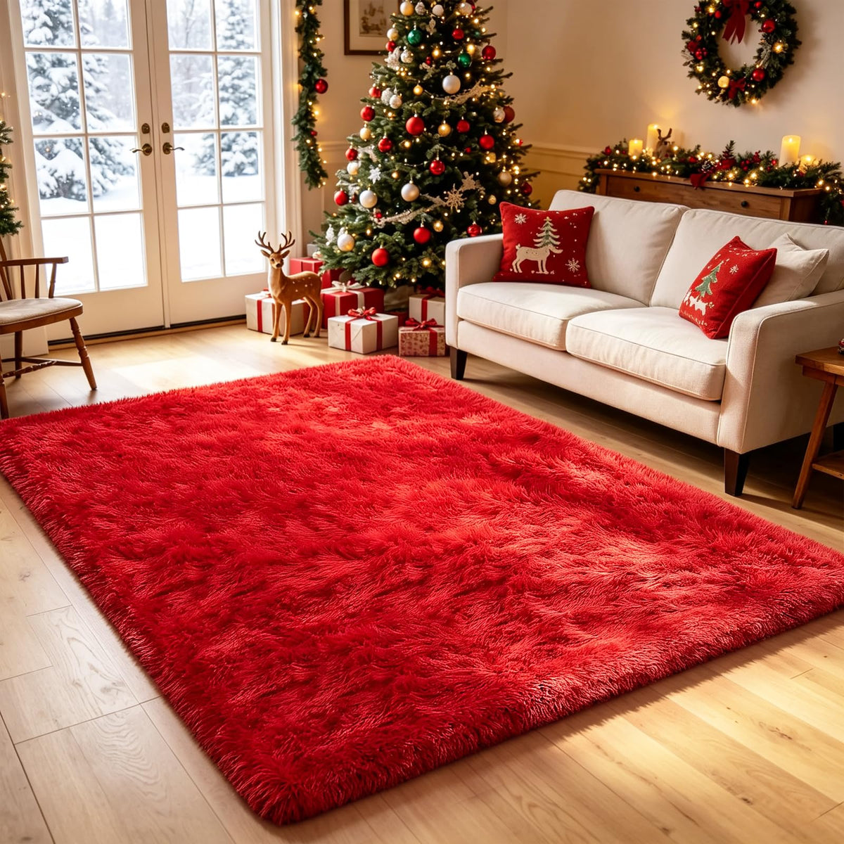 8x10 Area Rugs for Living Room,Light Grey Large Shaggy Soft Plush Furry Rug