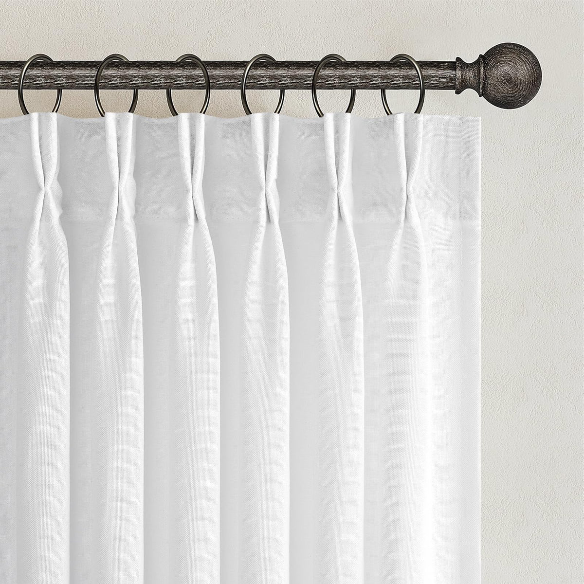 96 Inches Long Pinch Pleated Semi Sheer Curtains,Natural Linen Blended Light Filtering Window Curtains 96 Length 2 Panels for Living Room Bedroom Pinch Pleat Drapes with Hooks 2 Panels 40" Wx96 L