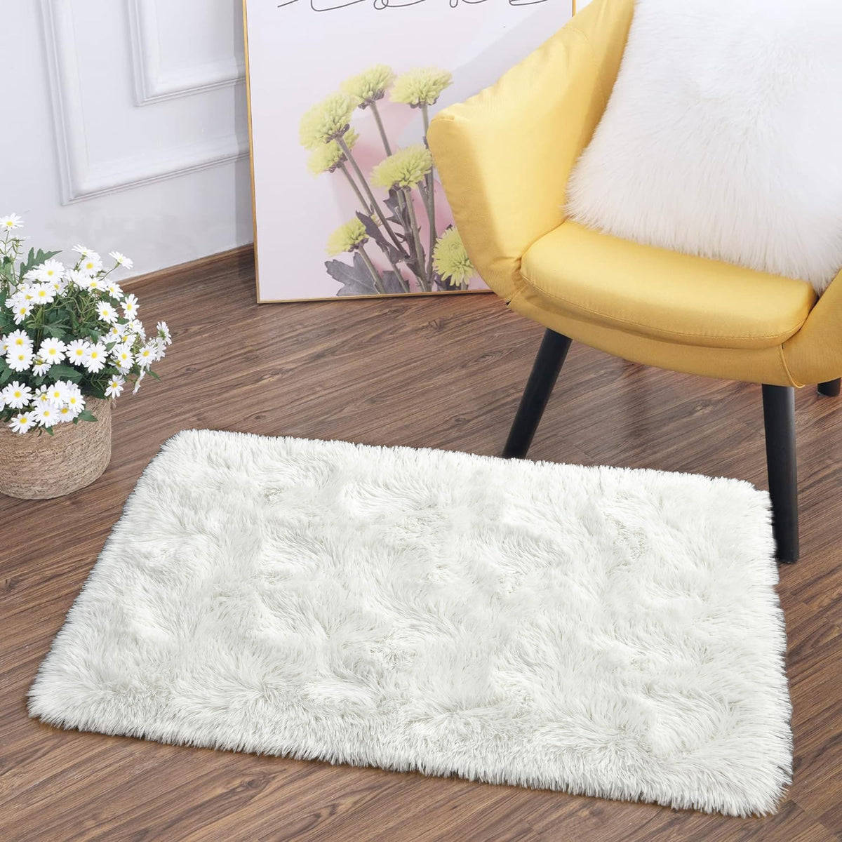 Tepook 4x6 Soft Fluffy Rug for Bedroom Fuzzy Black Rugs for Living Room