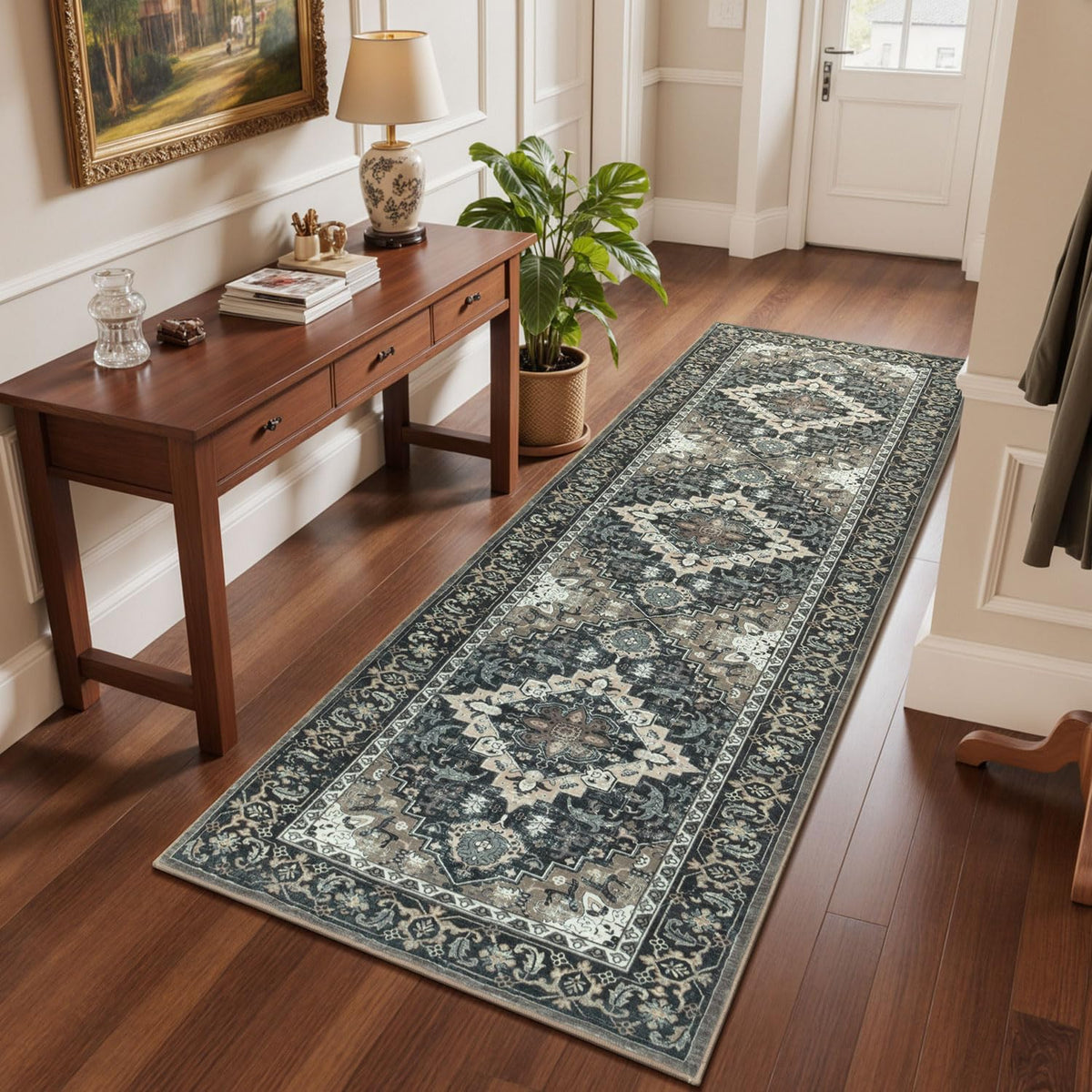 Lessymo 8 x 10 Area Rugs for Living Room, Machine Washable Rug Grey White