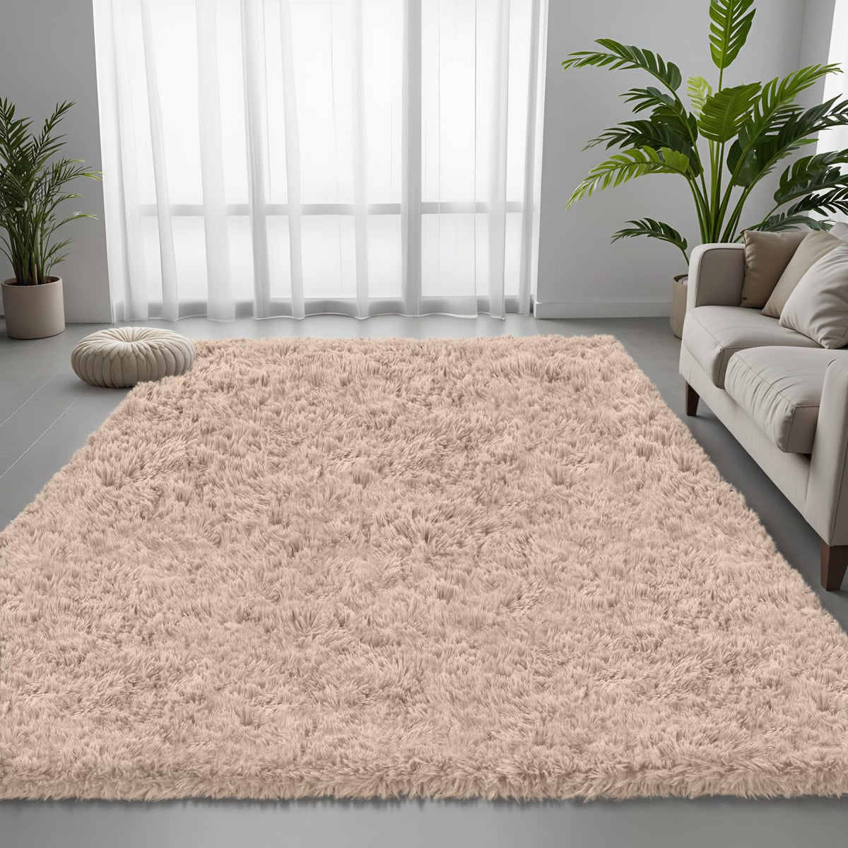 6x9 Black Fluffy Fuzzy Shag Area Rug for Living Room, Bedroom, Dorm Carpet