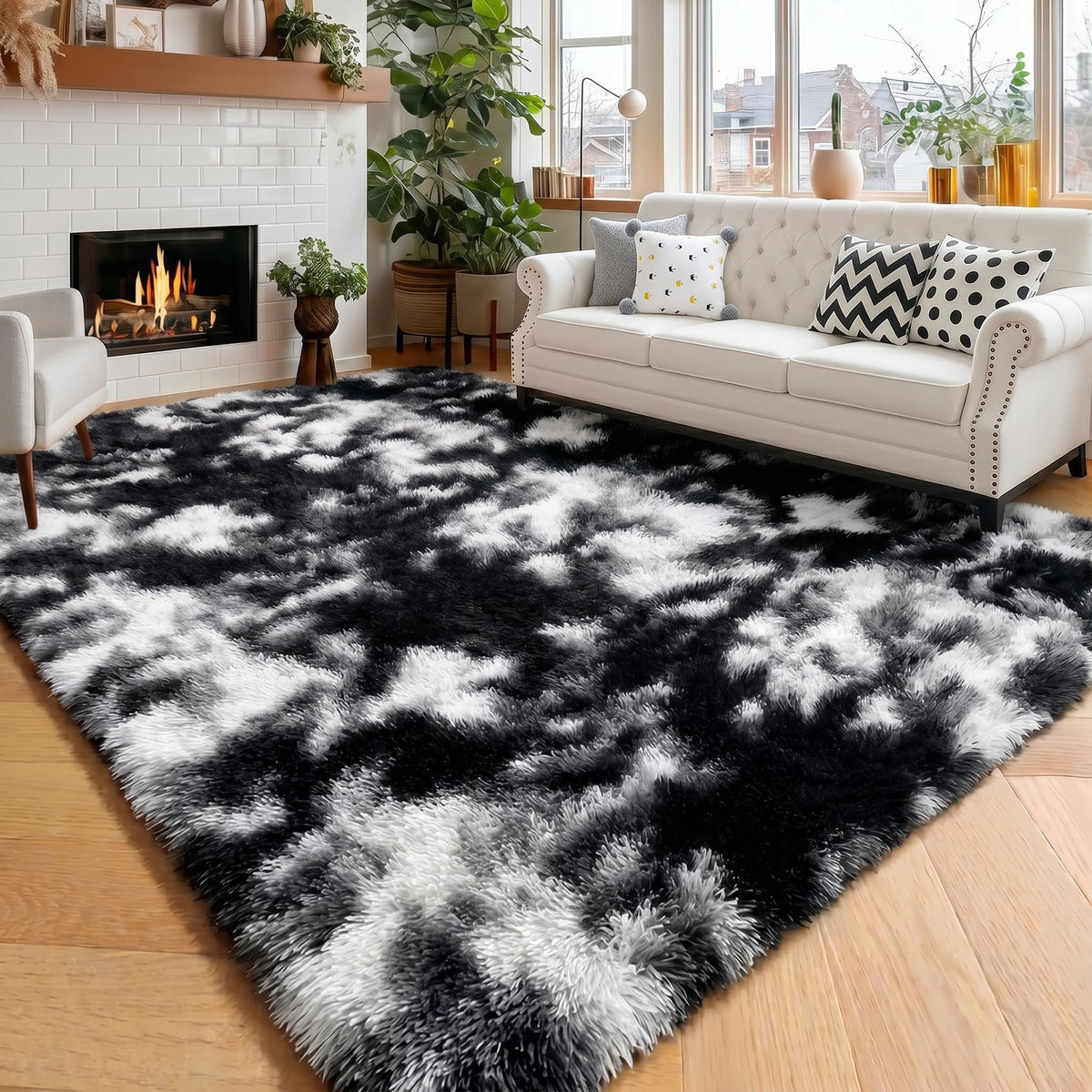 Amdrebio Light Pink Fluffy Fuzzy Area Rug 4x6 for Girls Bedroom Kids Room