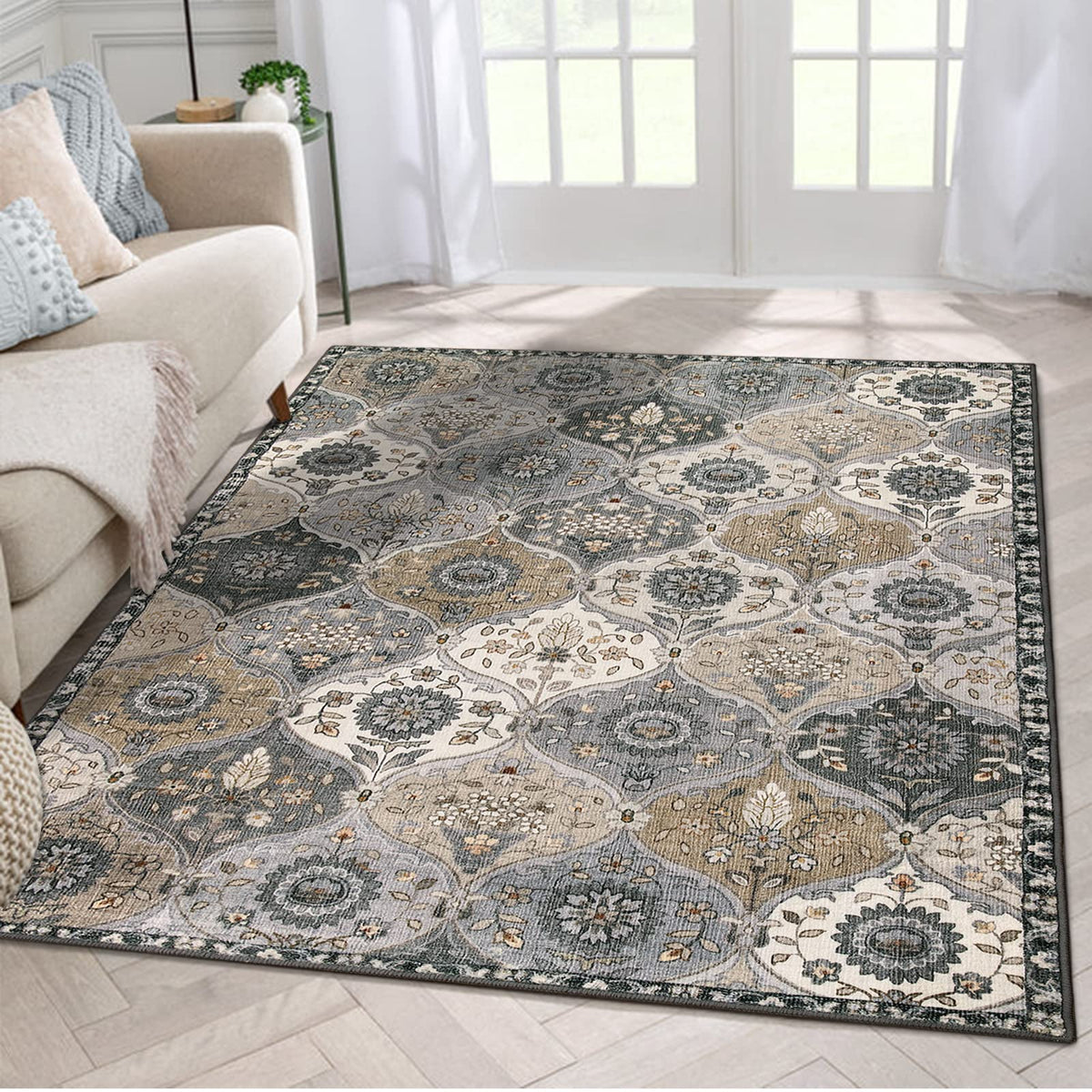 Lahome Moroccan Washable Small Area Rug, 3x5 Rug for Bedroom Living Room