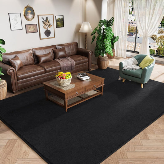 Amearea Modern Area Rugs for Bedroom Living Room, 4x6 Black Memory Foam Rug