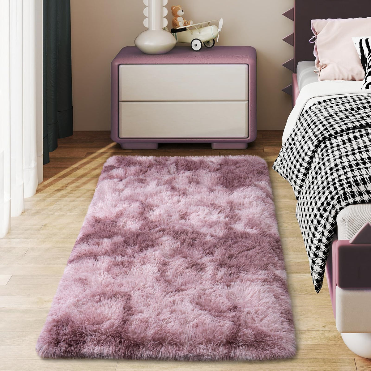Soft Runner Rugs for Bedroom Hallway 2x6 Beige Fluffy Shag Washable