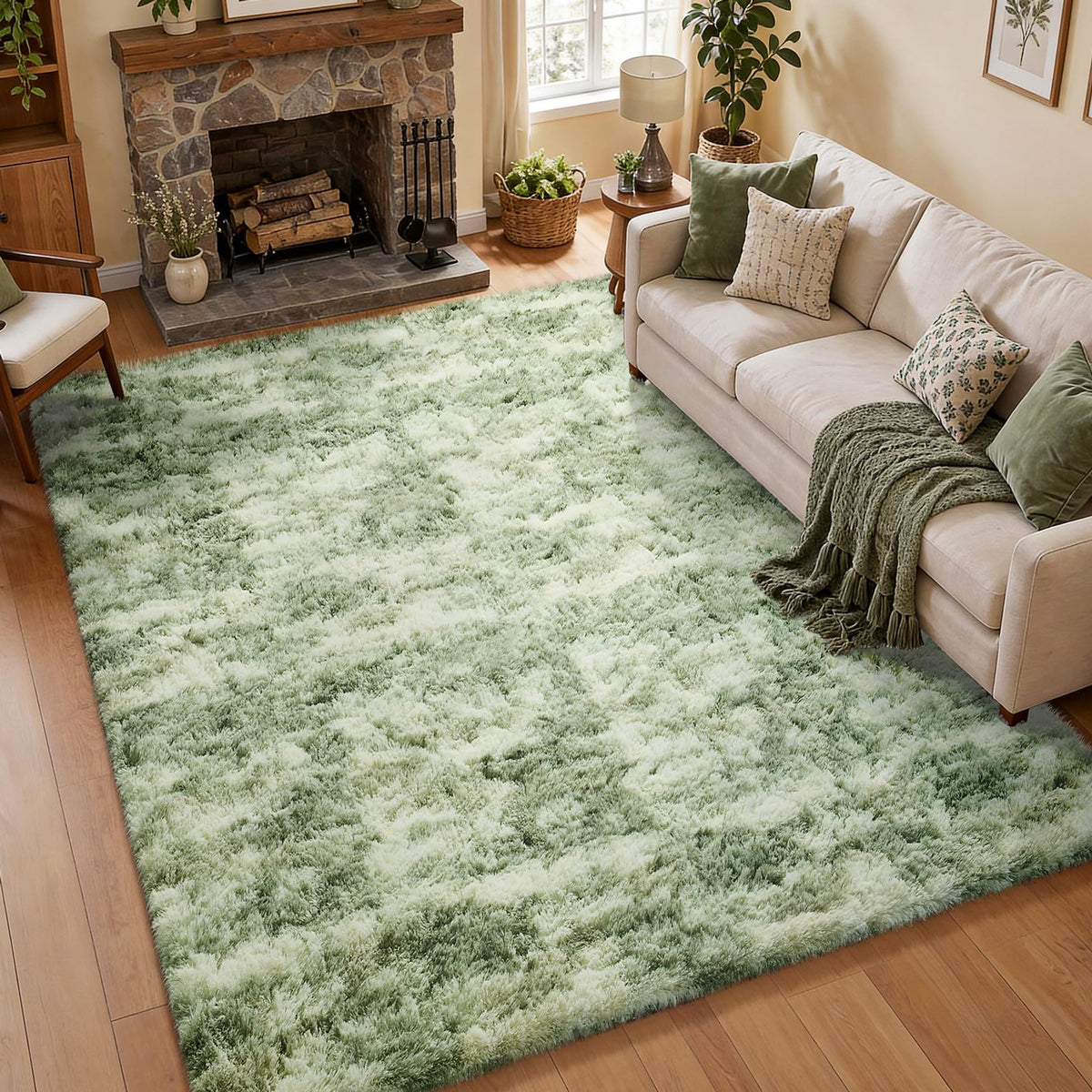Ophanie 5x7 Area Rugs for Living Room Ivory, Fluffy Shag Large Fuzzy Plush Soft Rug, Shaggy Floor Big Carpets for Bedroom Nursery, Kids Home Decor Aesthetic with Over 99 pcs Pile fibers