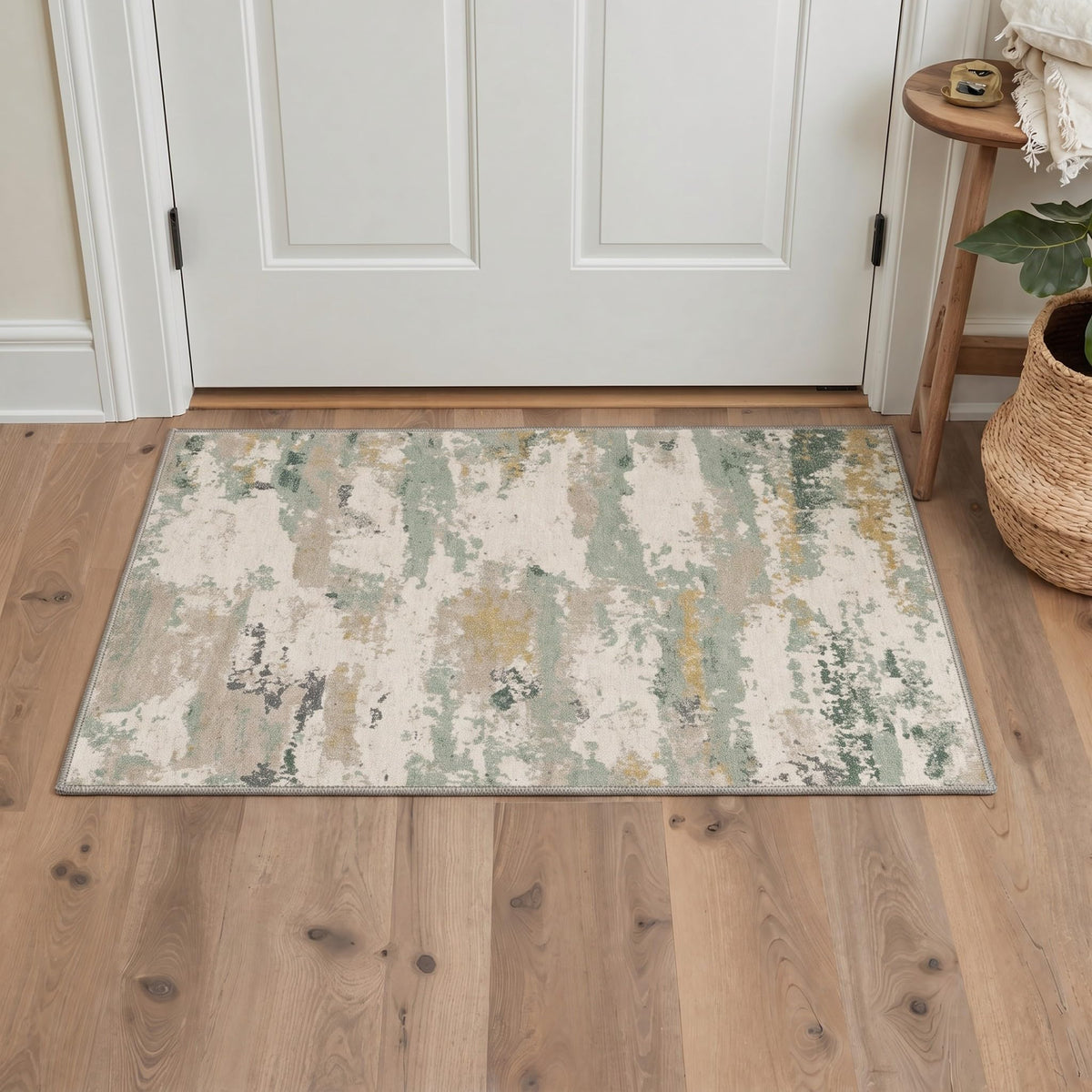 BEIMO 5x7 Green Abstract Area Rug, Washable Non-Slip for Bedroom