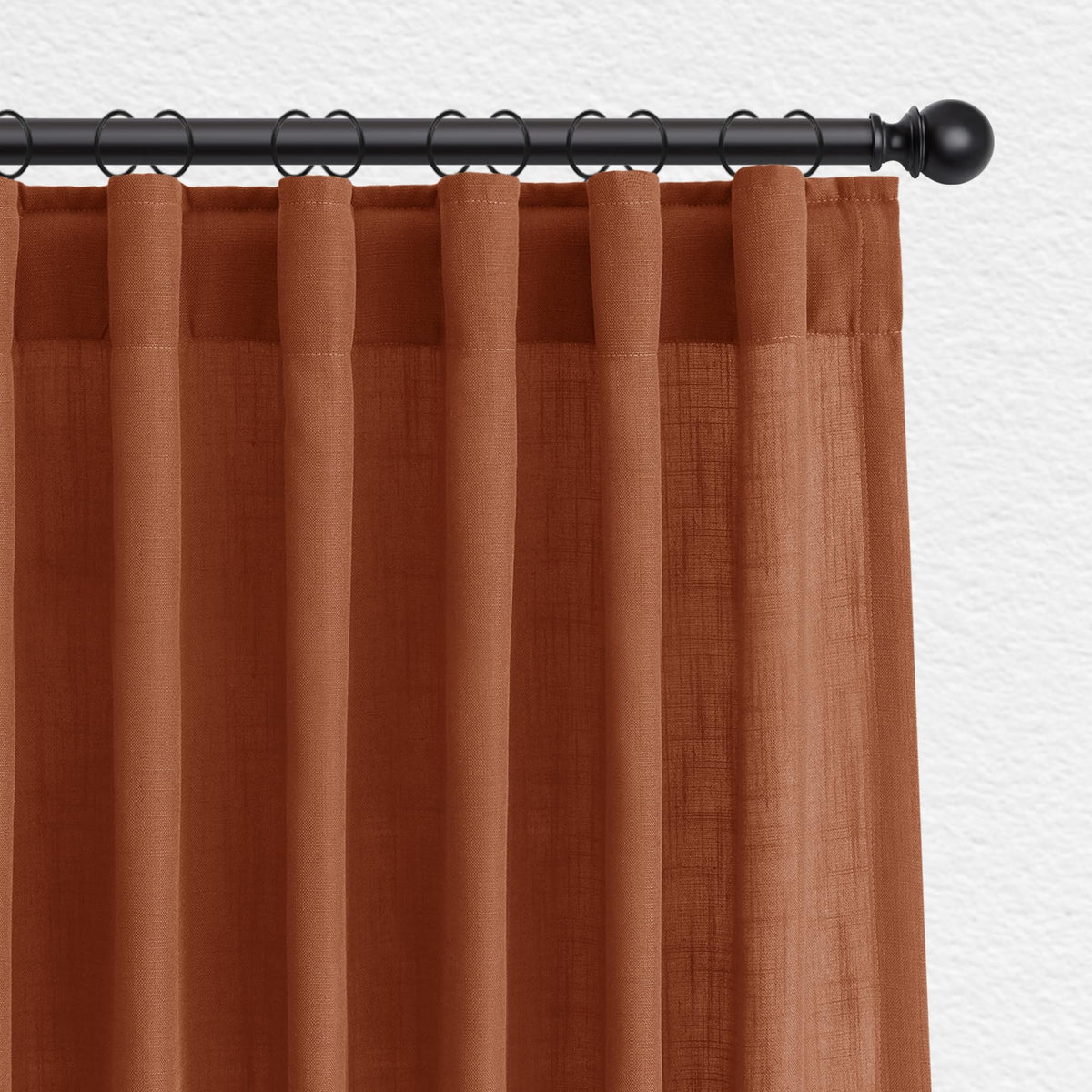 Jowels Natural Linen Curtains 84 Inches Long 2 Panels for Living Room