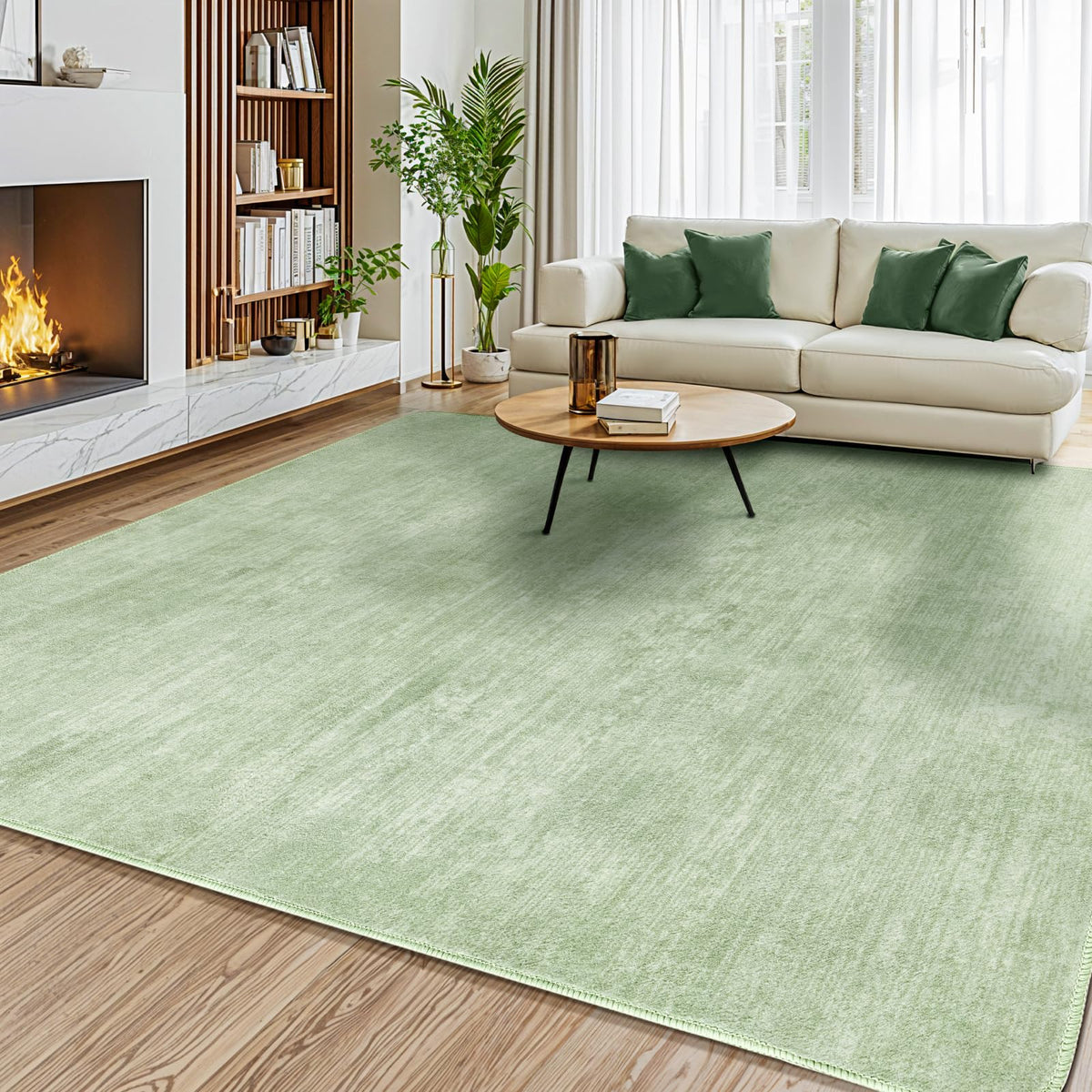 8x10 Washable Area Rug, Black Solid Area Rugs for Living Room & Bedroom