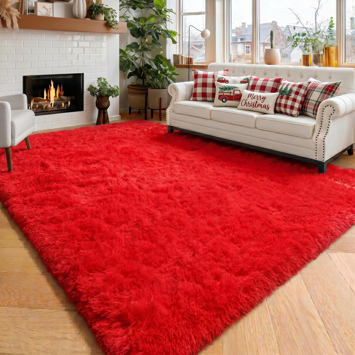 Amdrebio Light Pink Fluffy Fuzzy Area Rug 4x6 for Girls Bedroom Kids Room