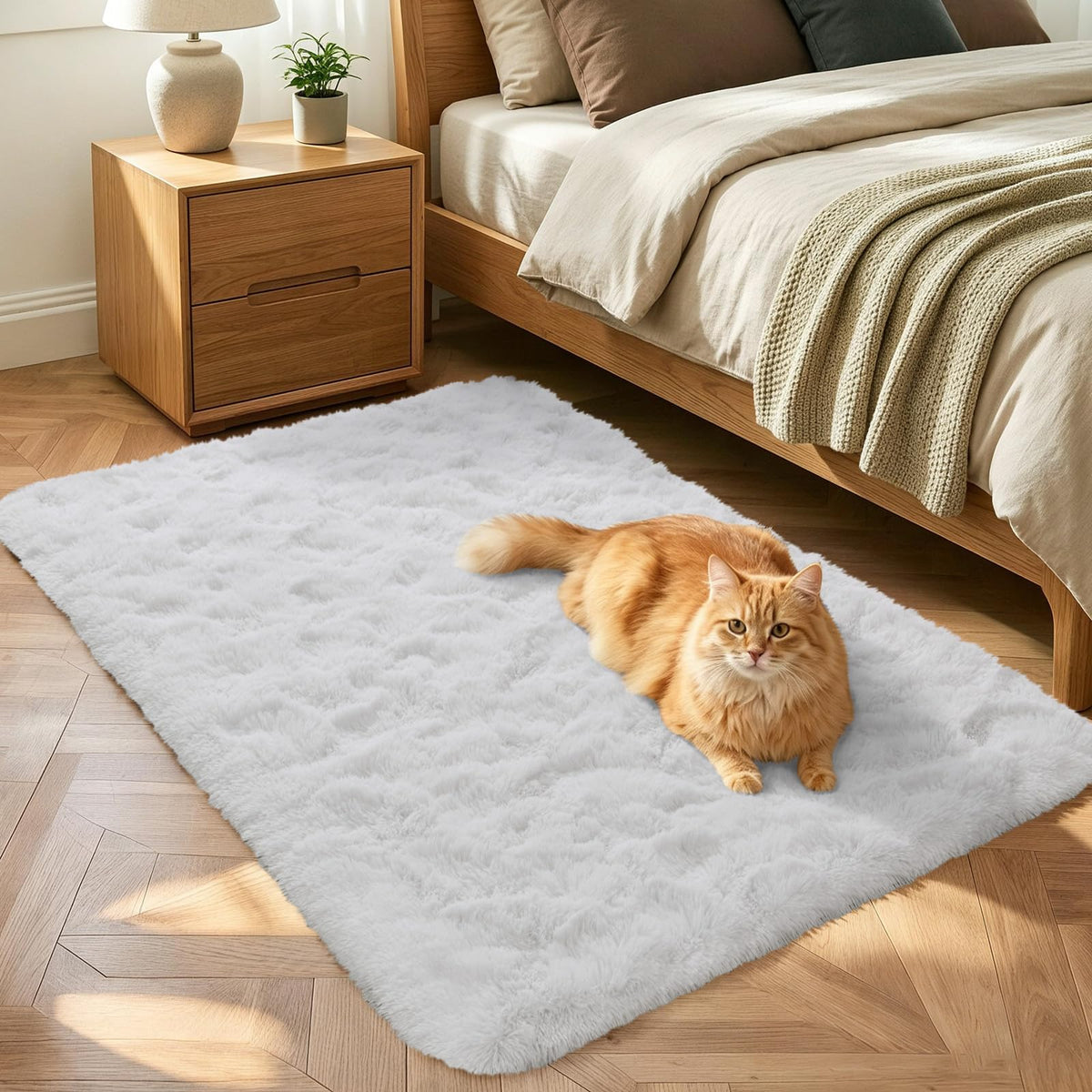 Noahas 2x6 Black Fluffy Soft Runner Rug Non-Slip for Bedroom Dorm Hallway