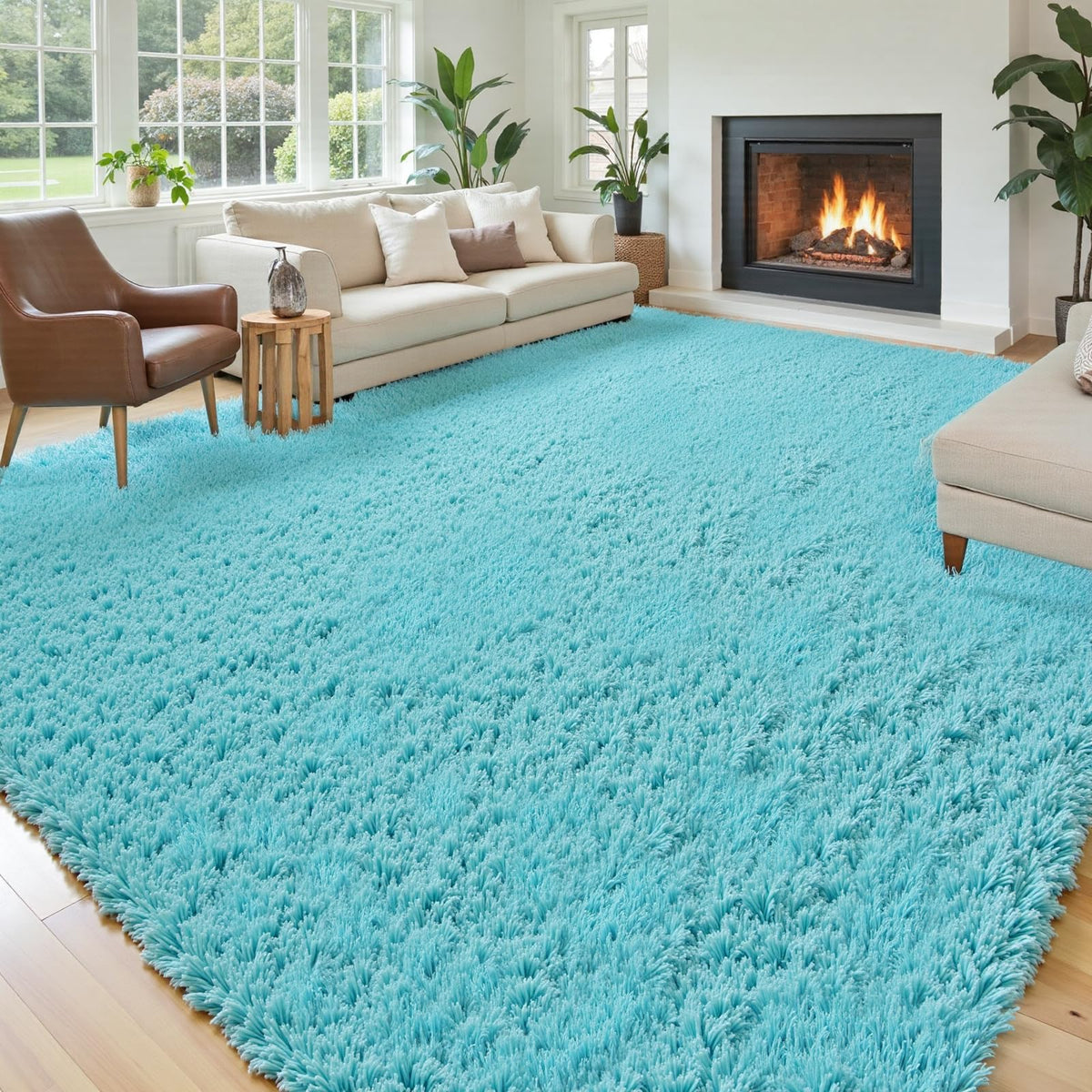 8x10 Area Rugs for Living Room,Light Grey Large Shaggy Soft Plush Furry Rug