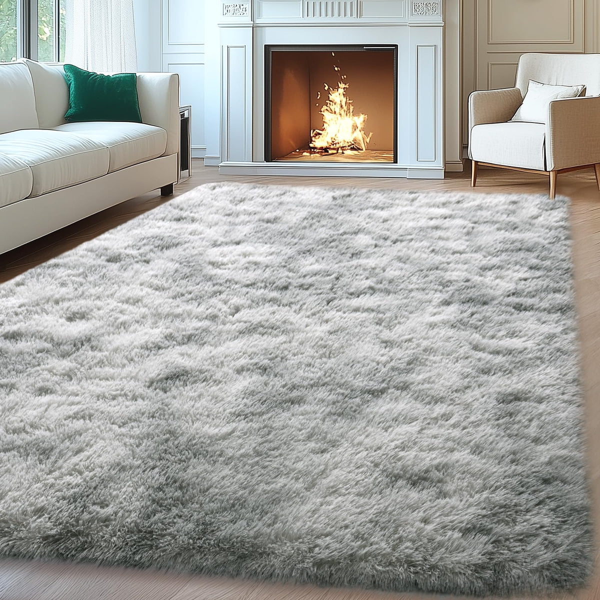 Mugorn 8x10 Area Rugs for Living Room, Large Fluffy Black Rugs for Bedroom