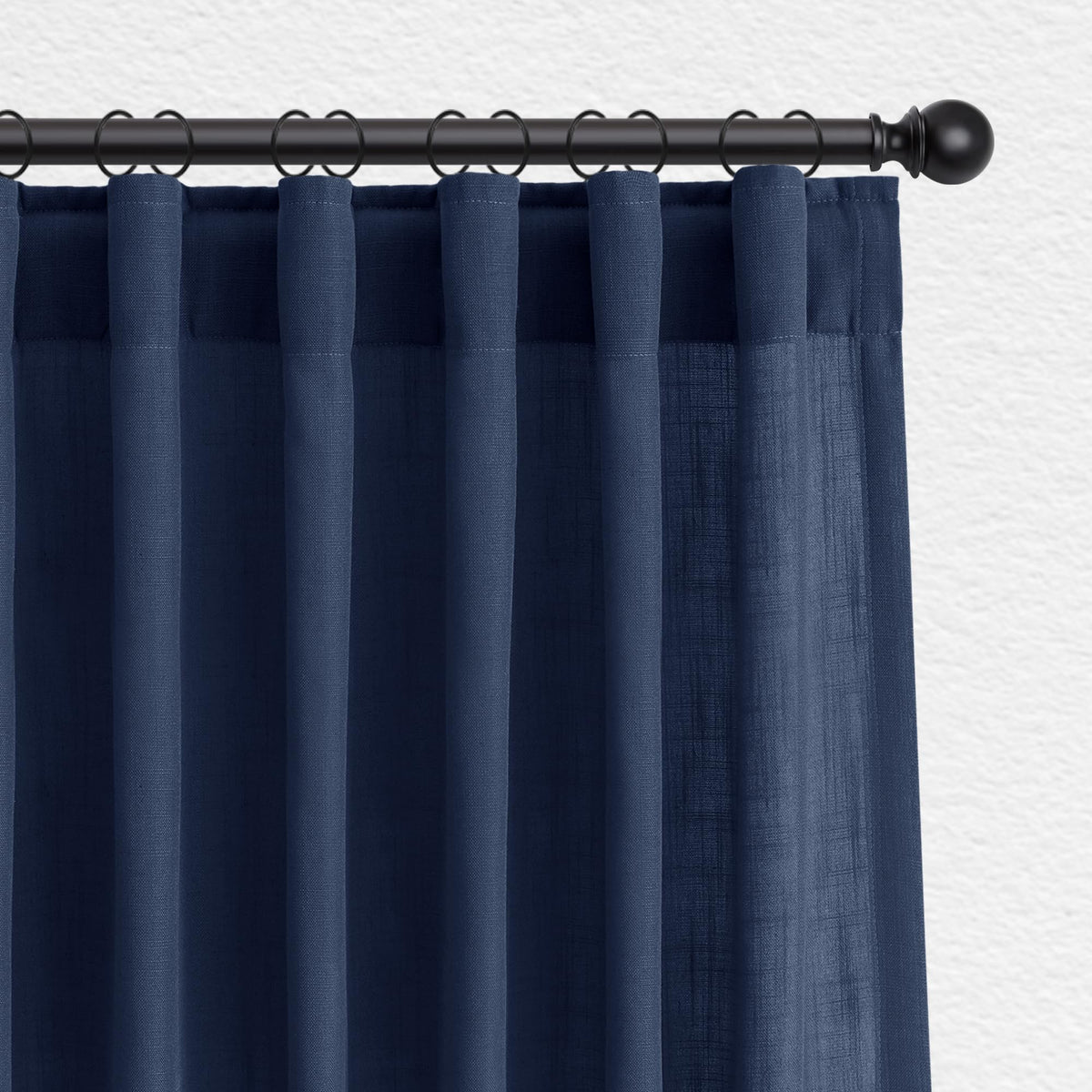 Jowels Natural Linen Curtains 84 Inches Long 2 Panels for Living Room