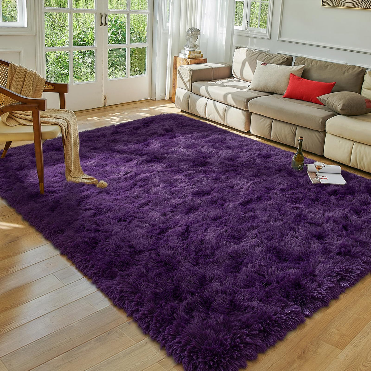 Softlife Rugs for Bedroom 4x5.3 Feet Purple Area Rug for Living Room Super Soft Shaggy Rugs for Dorm Fluffy Fuzzy Carpets Long Plush Bedside Rug Nursery Girls Boys Kids Room Home Christmas Decoration