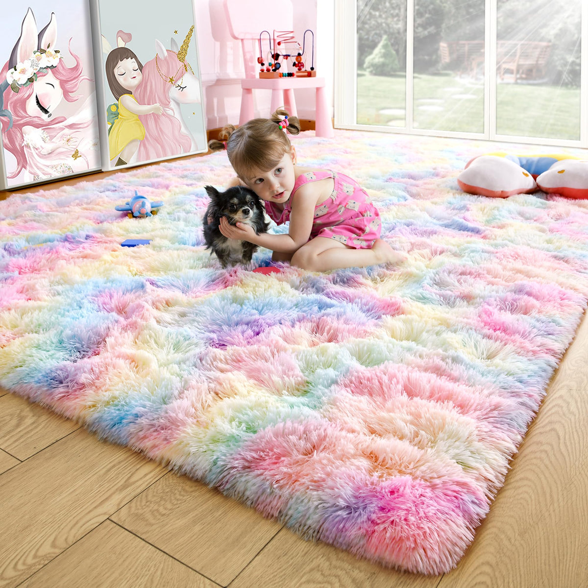 Noahas 2x6 Black Fluffy Soft Runner Rug Non-Slip for Bedroom Dorm Hallway