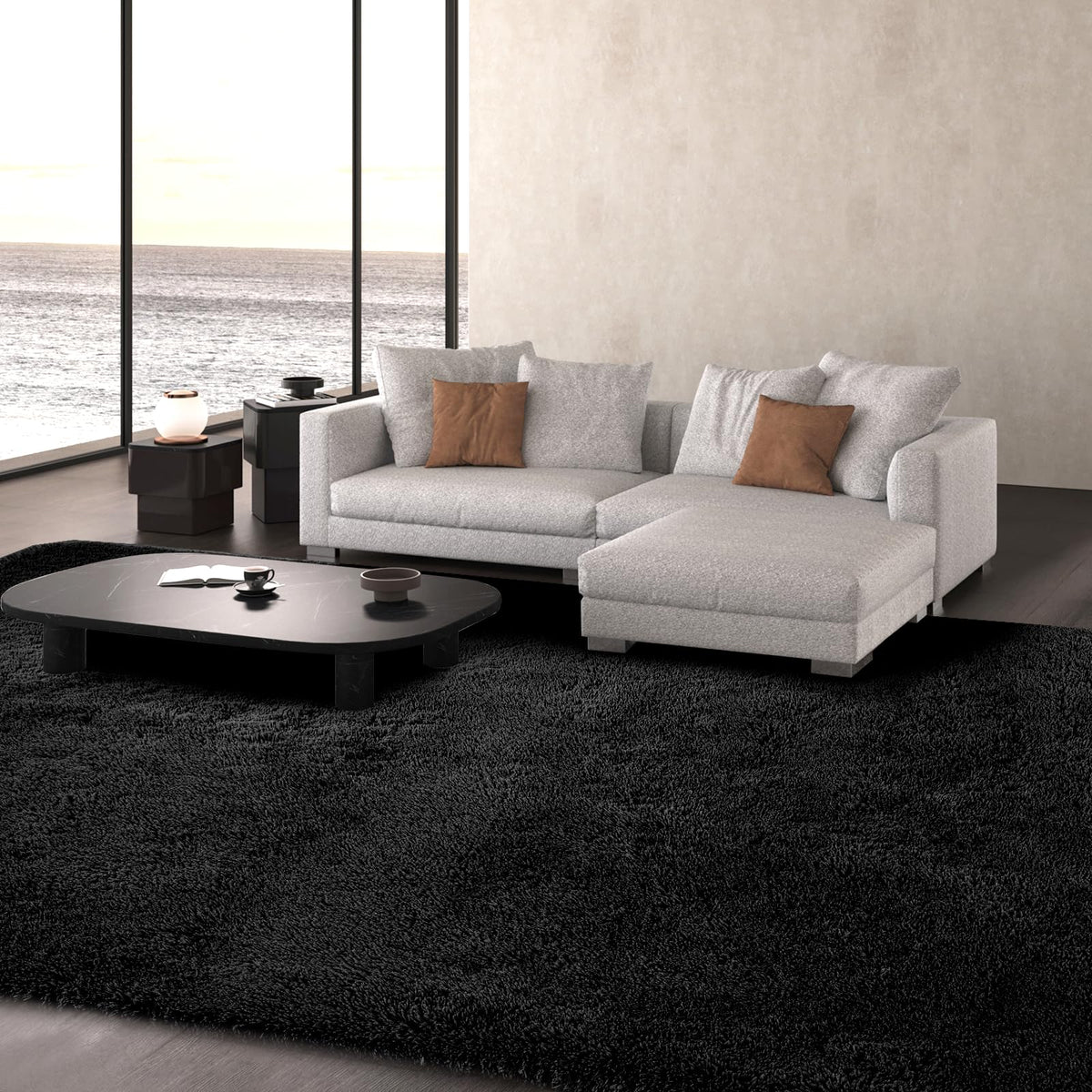 Fluffy Area Rug for Bedroom 5x7 Grey - Soft Shag Dorm Decor Carpet