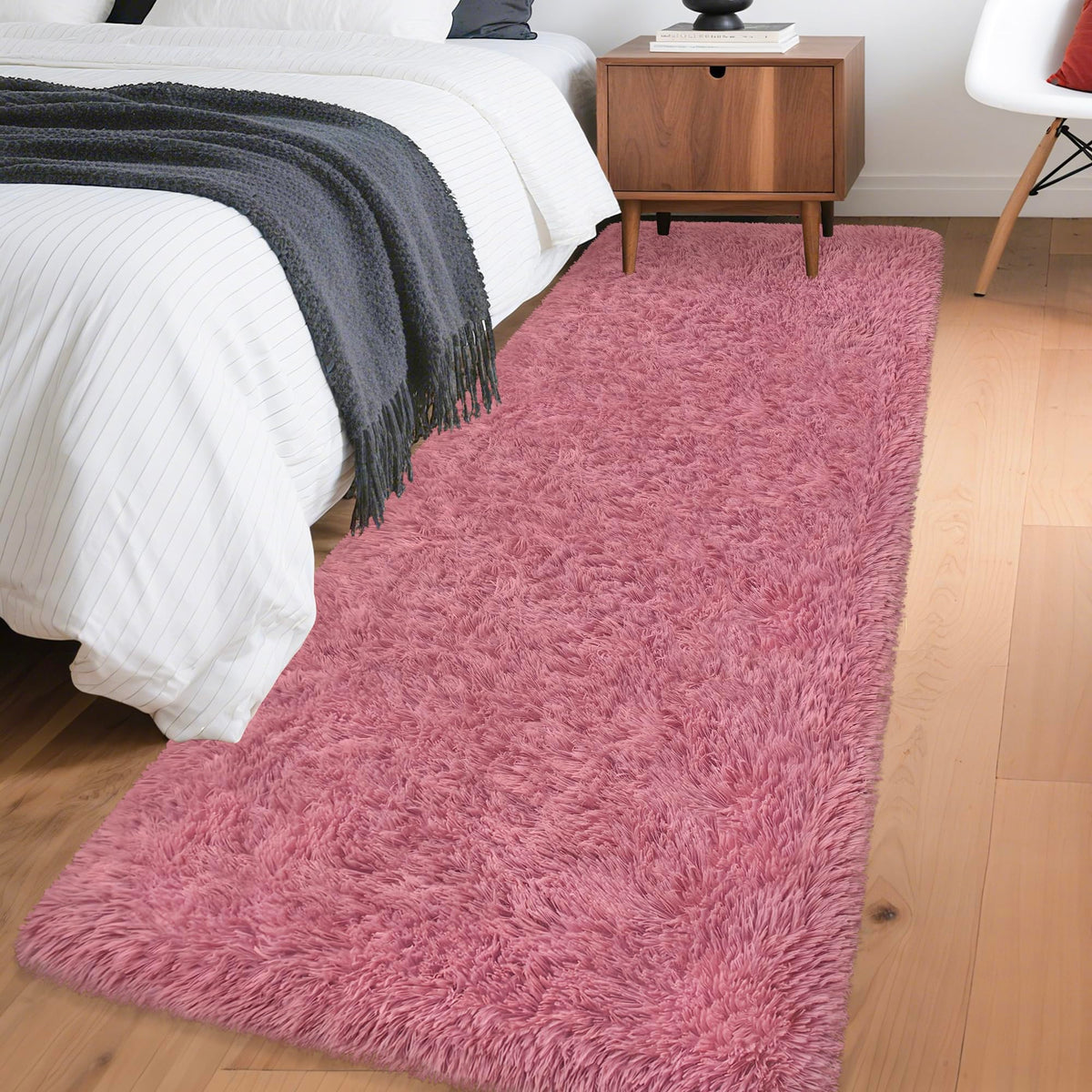 Tie-Dyed Runner Rug for Bedroom Black Grey 2x6ft Fluffy Area Rug Bedside Runner Rug for Kids Room Boys Teens Nursery Baby Living Room Dorm Home Decor Carpets