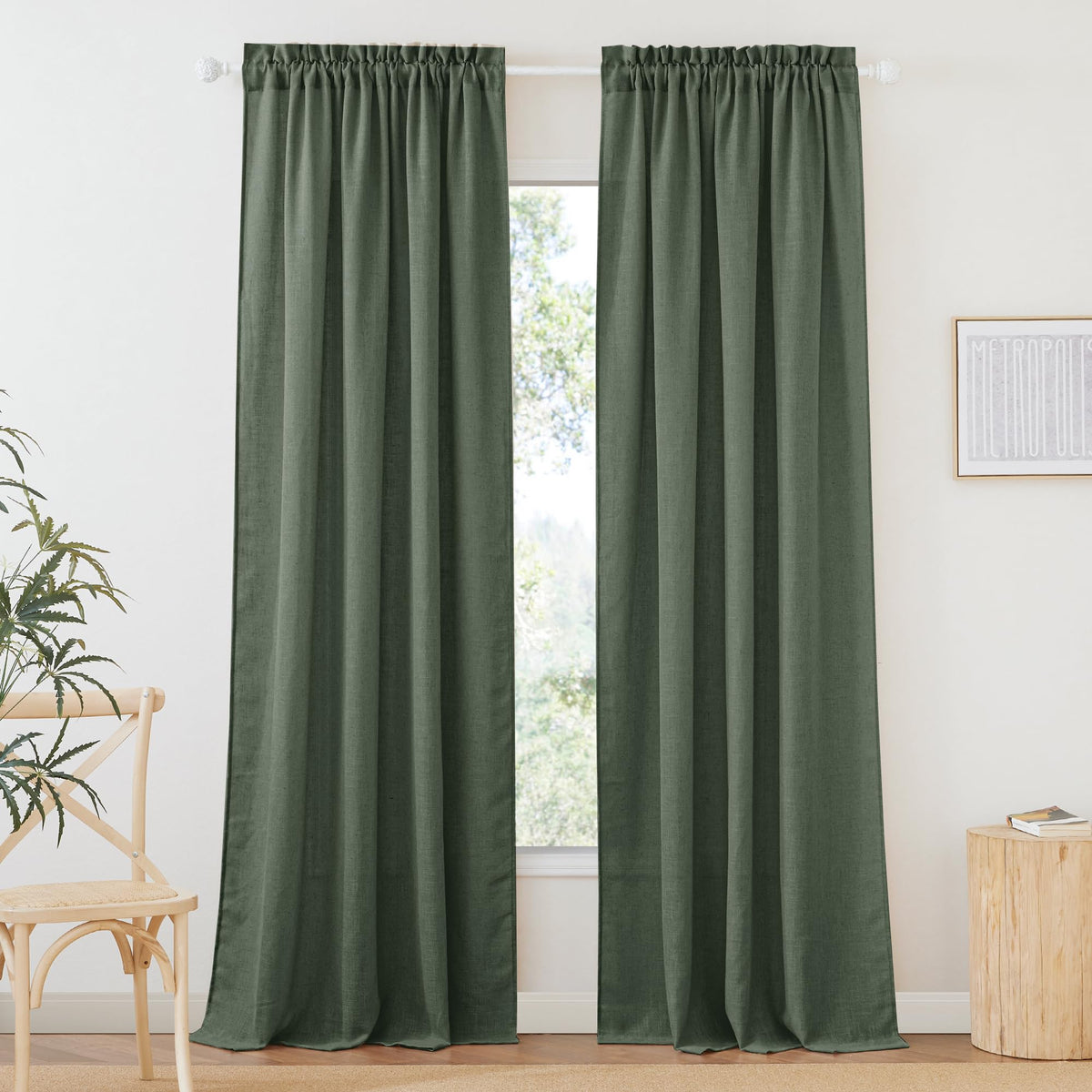 RYB HOME White Semi Sheer Curtains 84 inches Long for Living Room