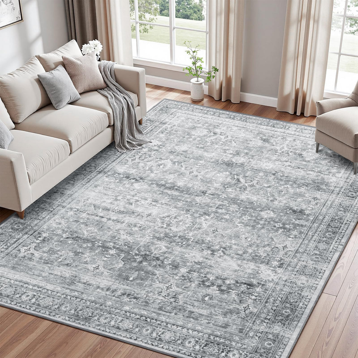 8x10 Area Rugs for Living Room Green Washable Non-Slip Large Carpet