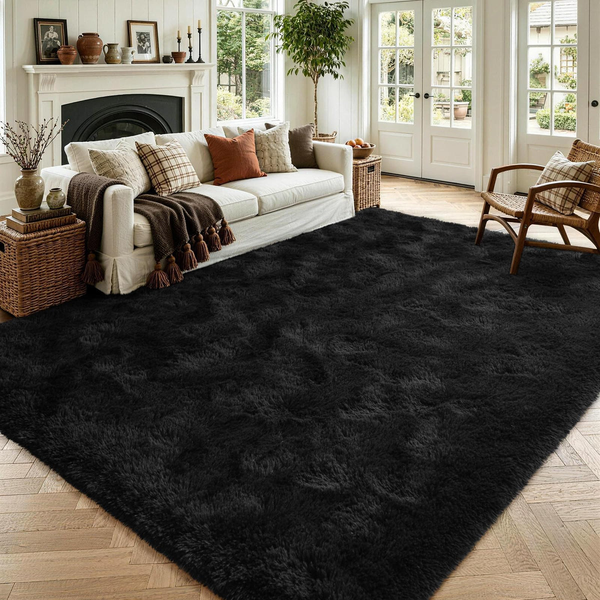 Noahas 2x6 Black Fluffy Soft Runner Rug Non-Slip for Bedroom Dorm Hallway