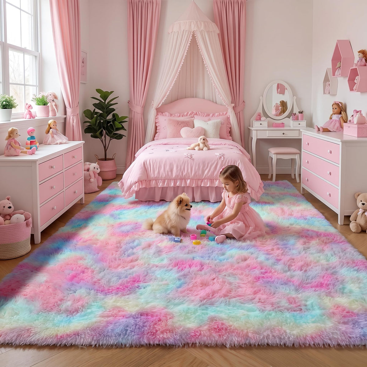 Runner Rugs for Bedroom Living Room, 2x6 Tie-Dyed Beige Hallway Area Rug