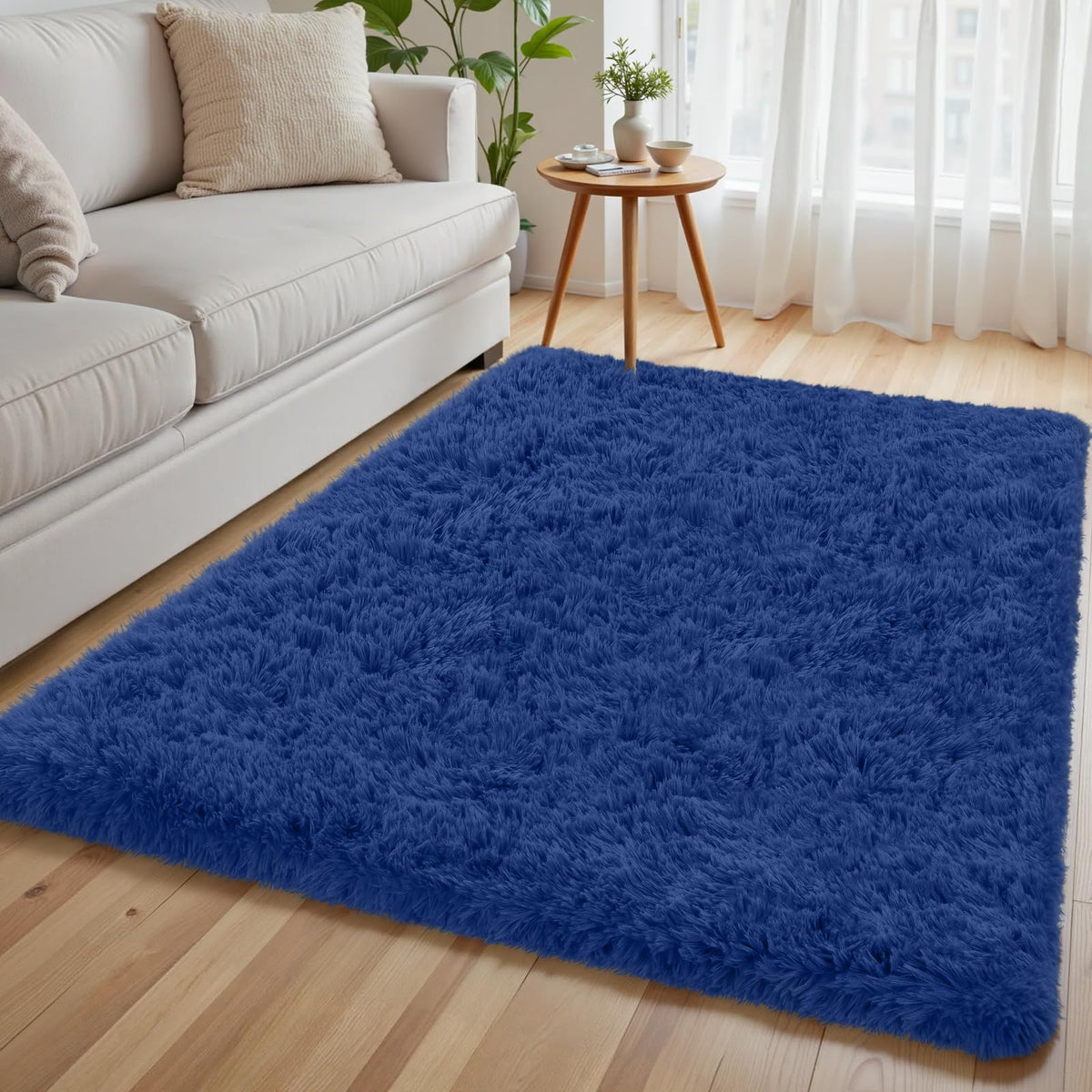 6x9 Black Fluffy Fuzzy Shag Area Rug for Living Room, Bedroom, Dorm Carpet