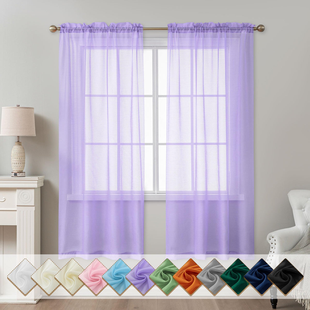 Natural Sheer Curtains 96 Inches Long Rod Pocket