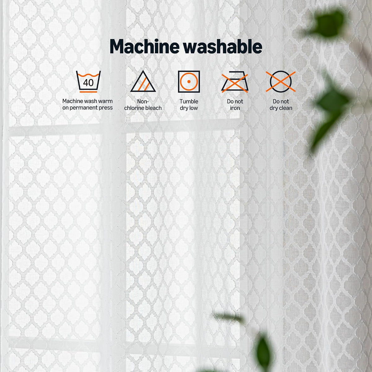 Amazon Basics Lace Sheer Curtains for Living Room and Bedroom, 2-Panel Set with Grommet, 42" W × 63" L, White Cloverleaf