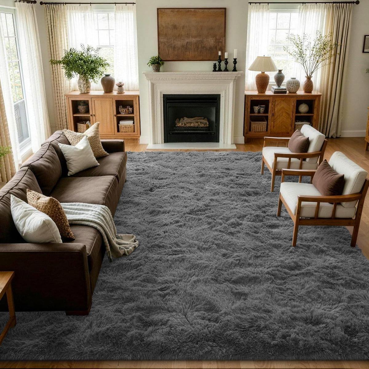 Noahas 2x6 Black Fluffy Soft Runner Rug Non-Slip for Bedroom Dorm Hallway