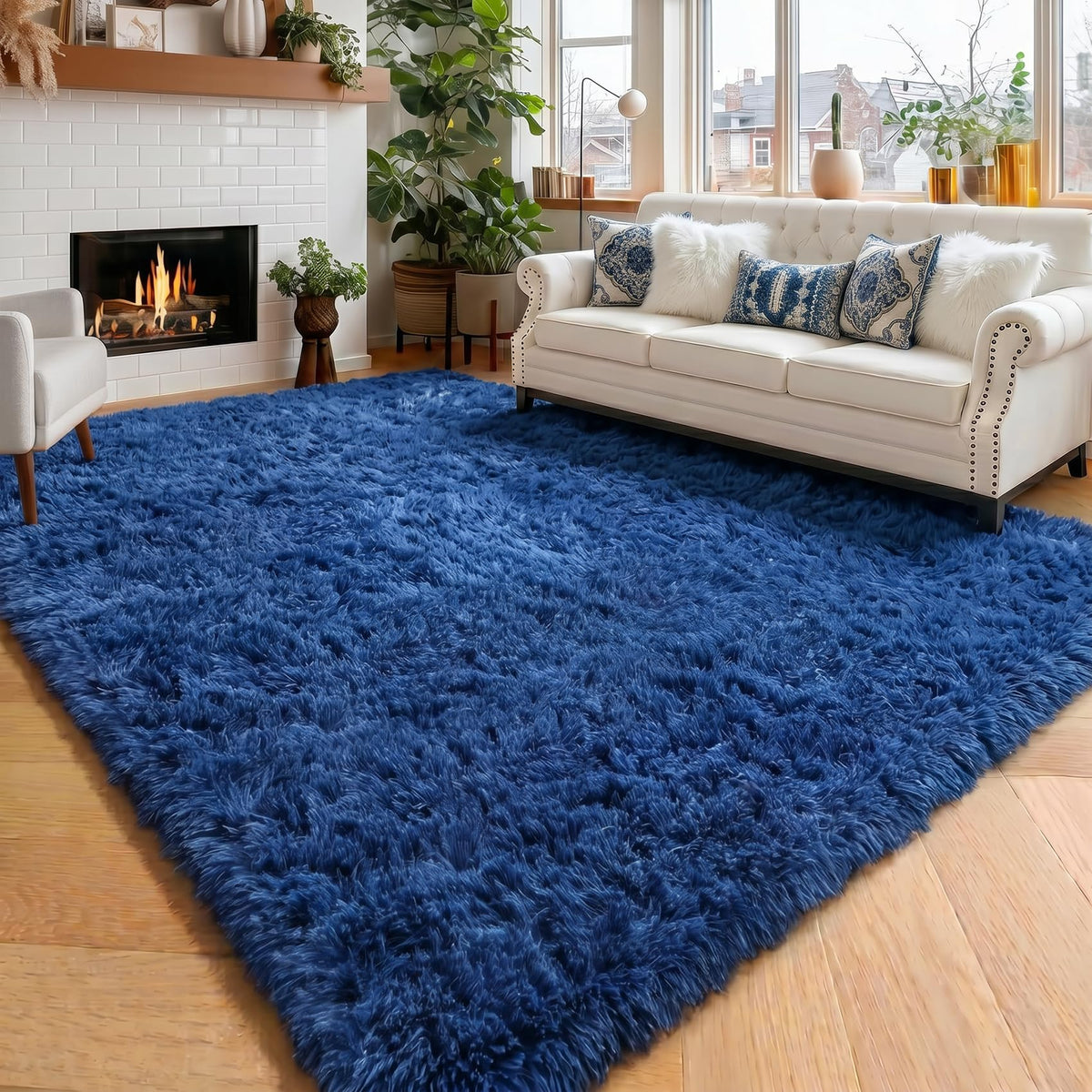 Amdrebio Light Pink Fluffy Fuzzy Area Rug 4x6 for Girls Bedroom Kids Room