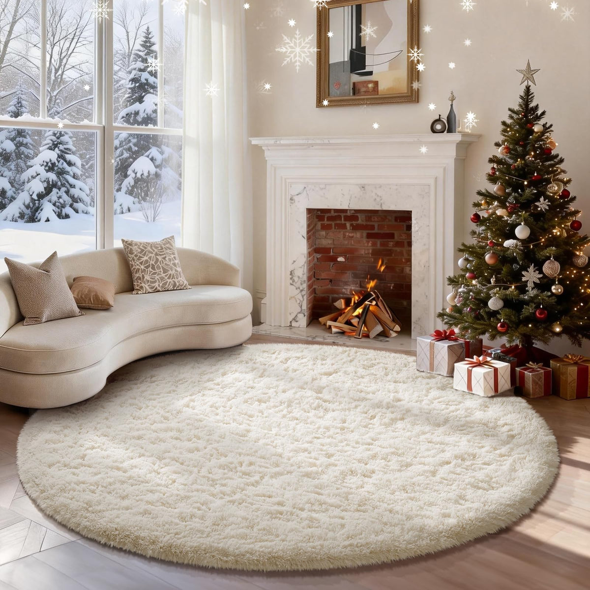 Ophanie 5x7 Area Rugs for Living Room Ivory, Fluffy Shag Large Fuzzy Plush Soft Rug, Shaggy Floor Big Carpets for Bedroom Nursery, Kids Home Decor Aesthetic with Over 99 pcs Pile fibers