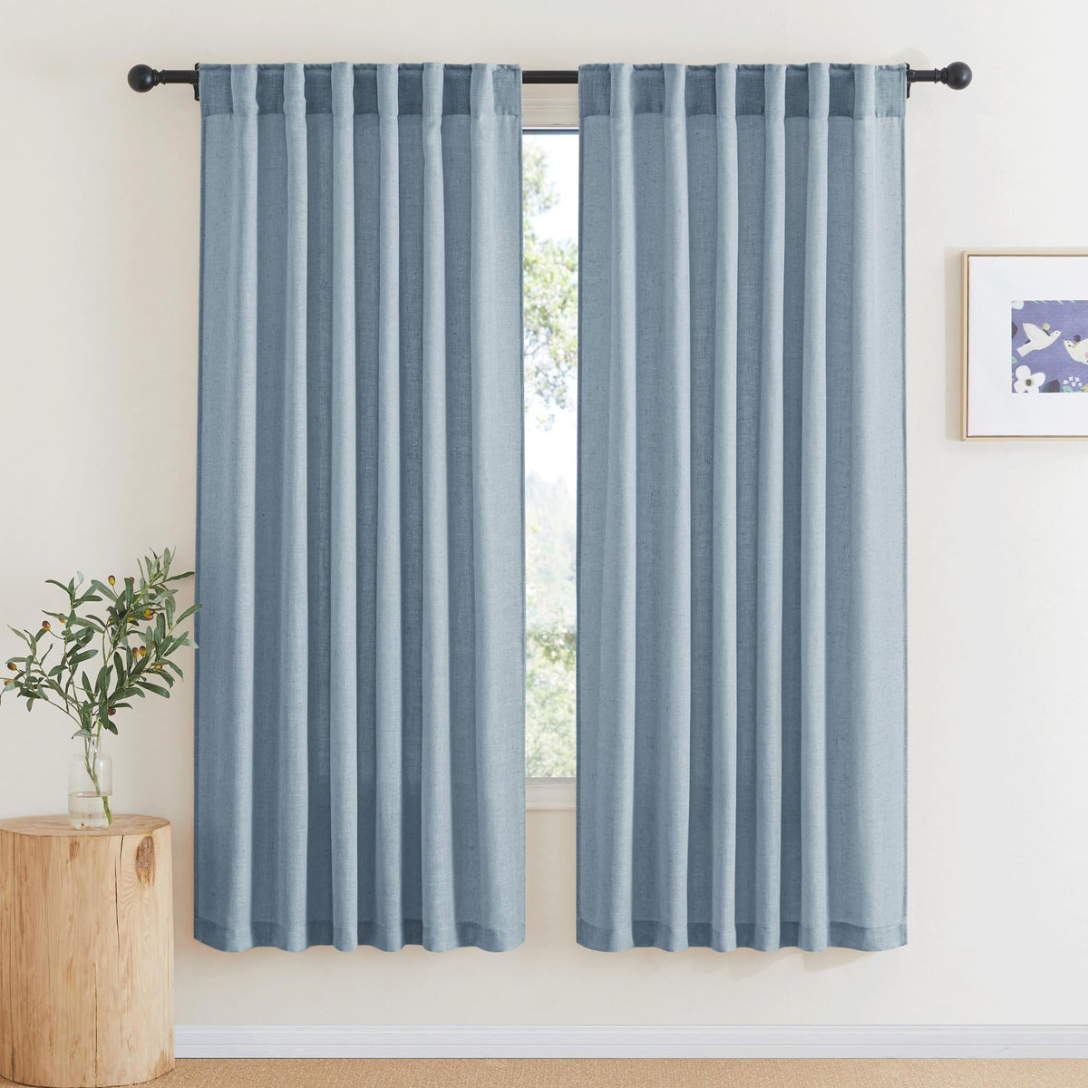 RYB HOME White Sheer Curtains for Living Room Patio Glass Door, W52 x L95