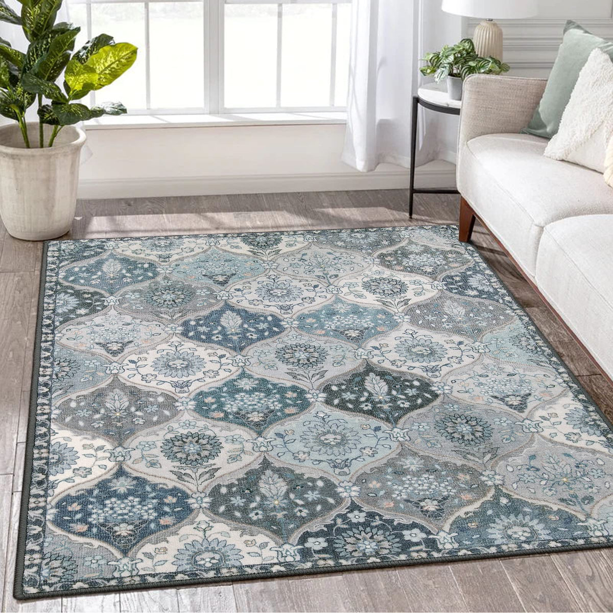 Lahome Moroccan Washable Small Area Rug, 3x5 Rug for Bedroom Living Room