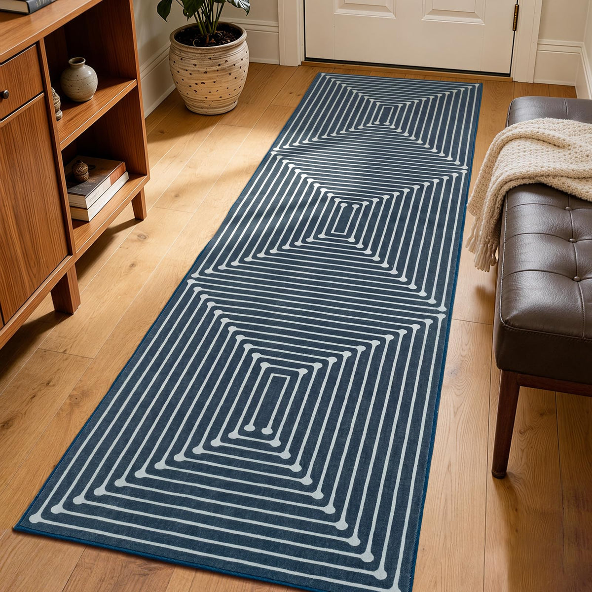 YIHOUSE Washable 5x7 Area Rugs for Living Room, Black and White Striped Rug for Bedroom Playroom Non Slip Low Pile, Soft Modern Geometric Carpet for Entryway Home Office Decor
