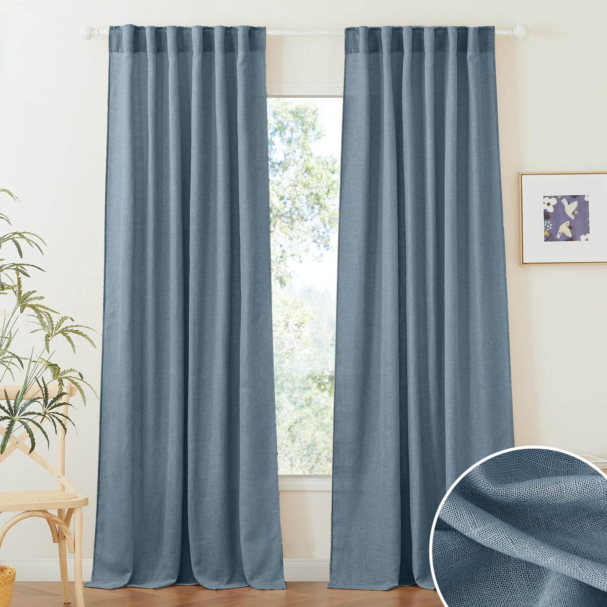 RYB HOME White Sheer Curtains for Living Room Patio Glass Door, W52 x L95