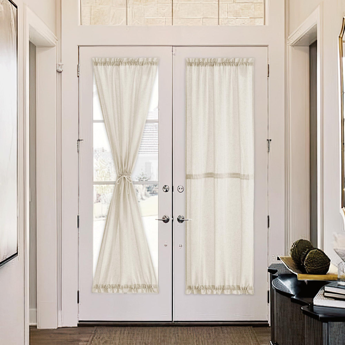 NICETOWN White 2 Panels French Door Curtains for Front Back Window Cover