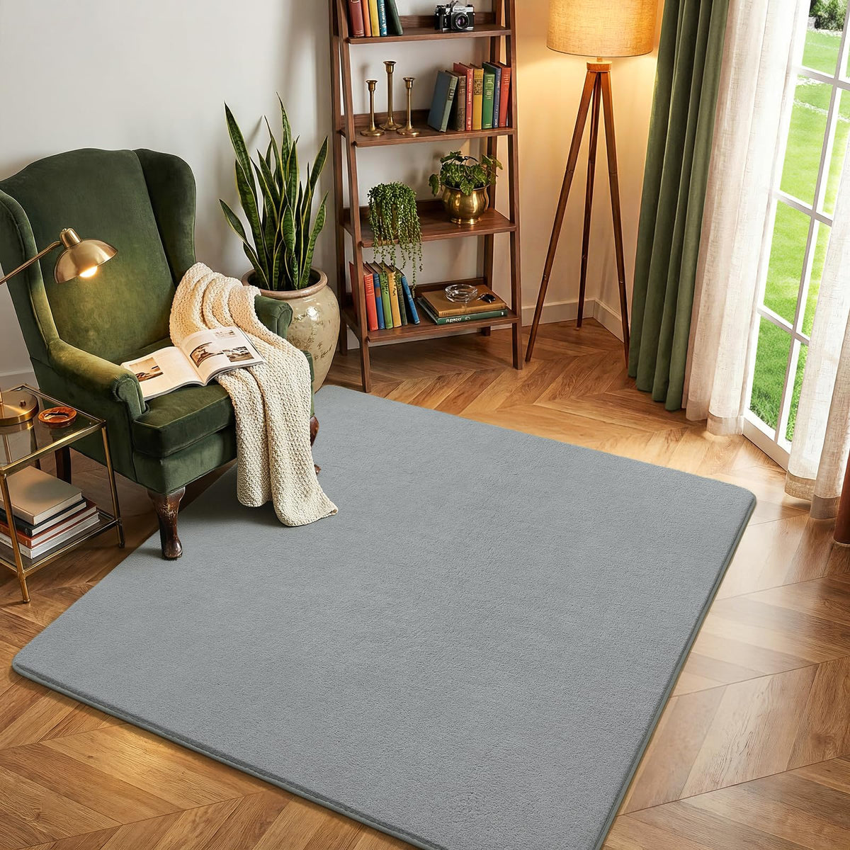 Amearea Modern Area Rugs for Bedroom Living Room, 4x6 Black Memory Foam Rug
